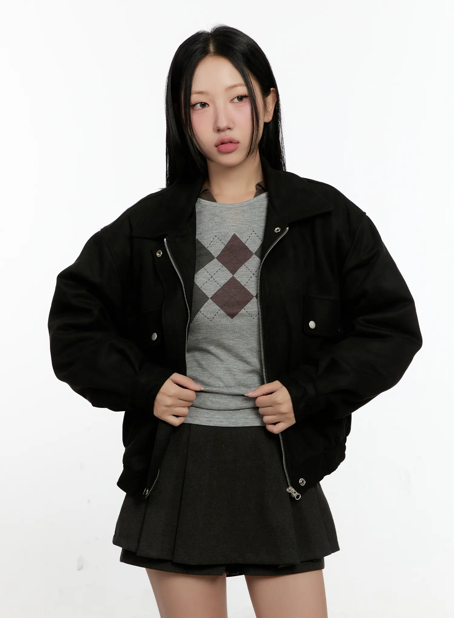 Chic Suede Pocket Collar Puffer Jacket CN505 - Image 6