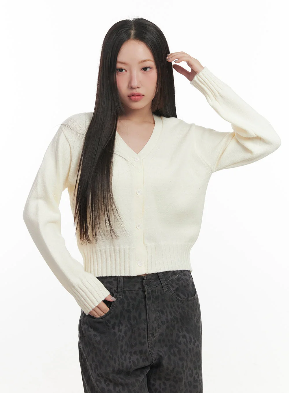 Classic Button V-Neck Cardigan CF524 - Image 10