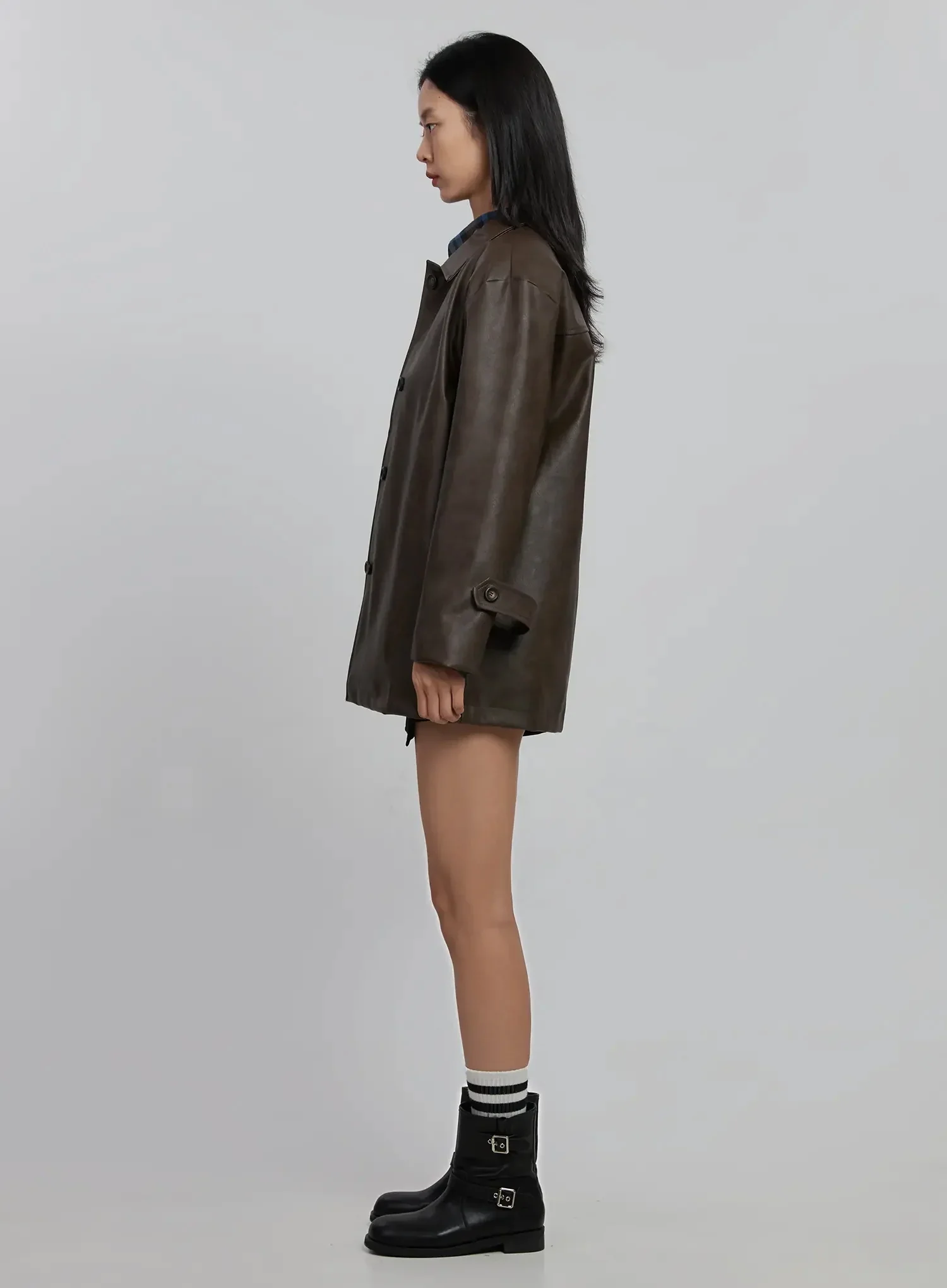 Classic Faux Leather Half Jacket ID504 - Image 10