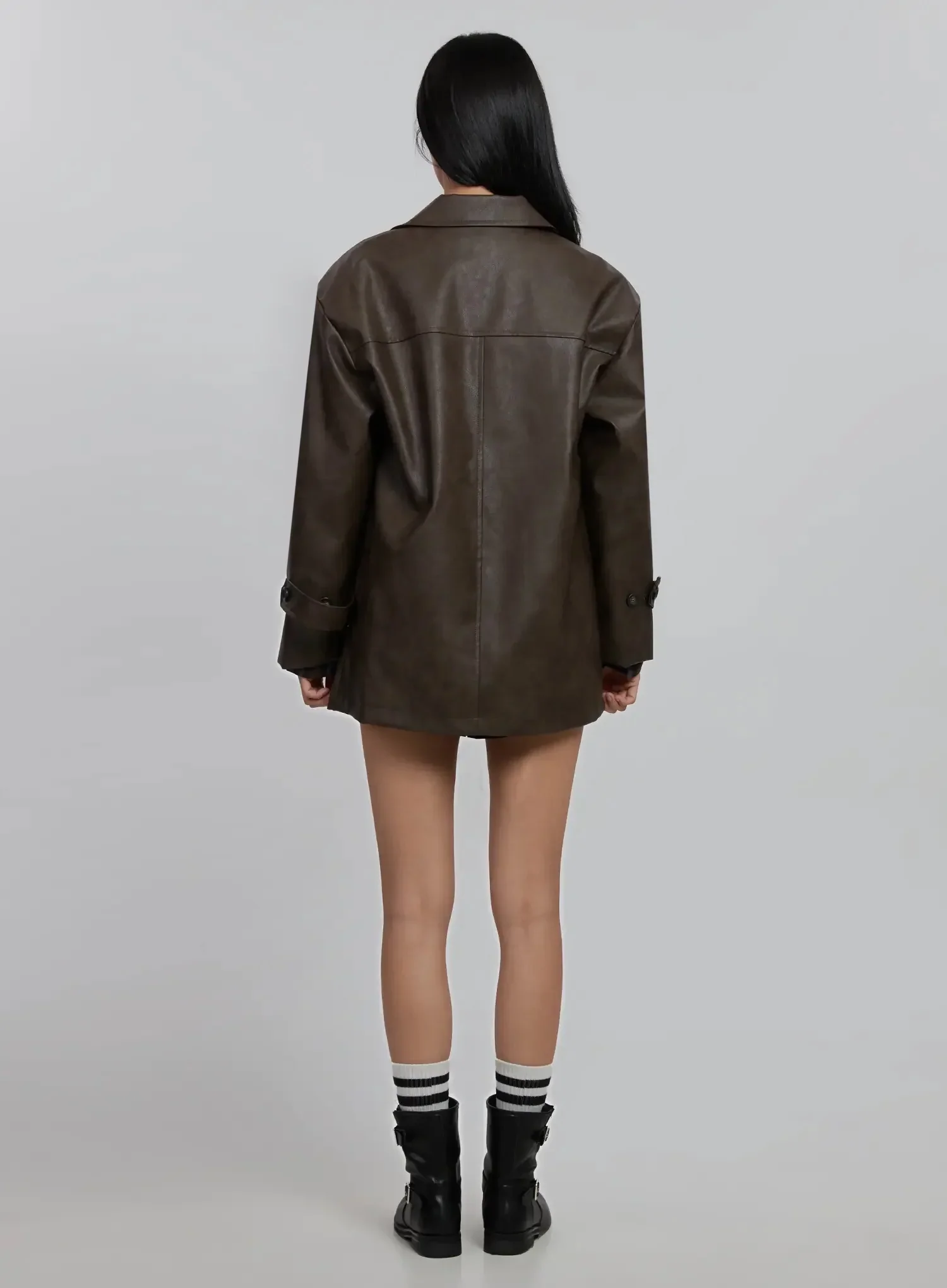 Classic Faux Leather Half Jacket ID504 - Image 11