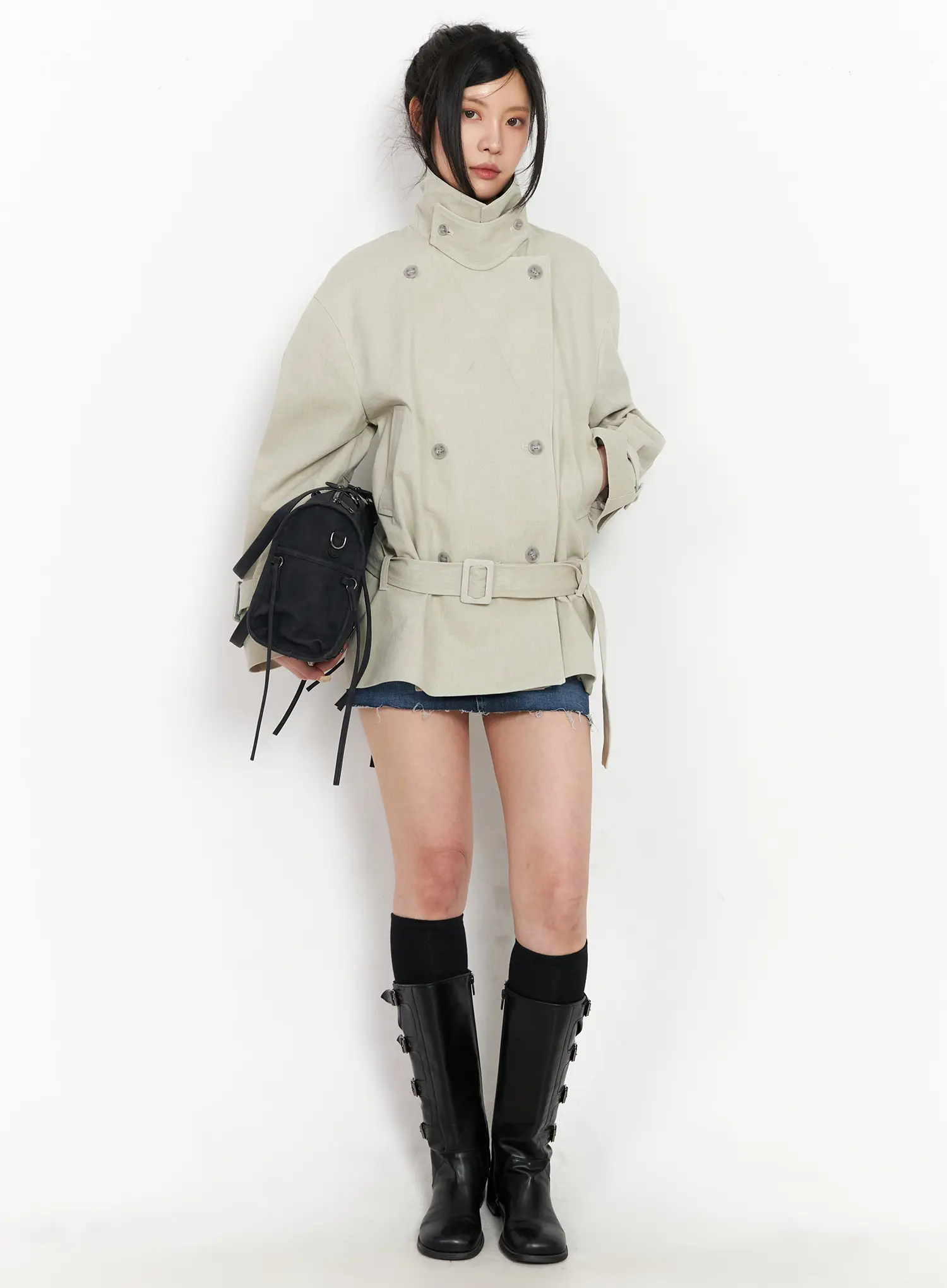 Classic Frayed Hem Denim Mini Skirt CM516 - Image 9