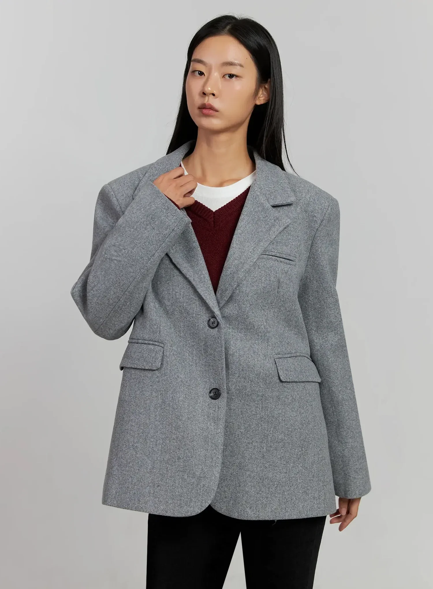 Classic Oversized Wool Jacket IJ505 - Image 5