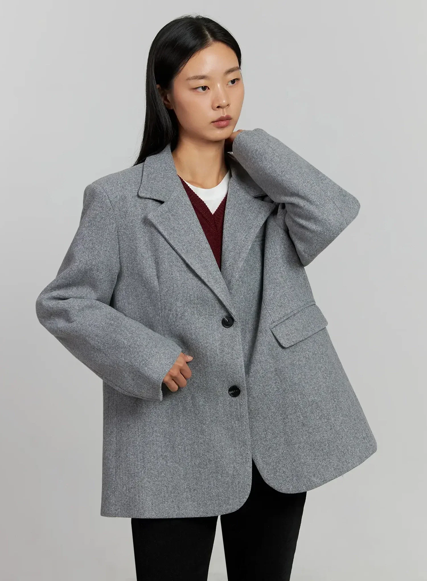 Classic Oversized Wool Jacket IJ505 - Image 6