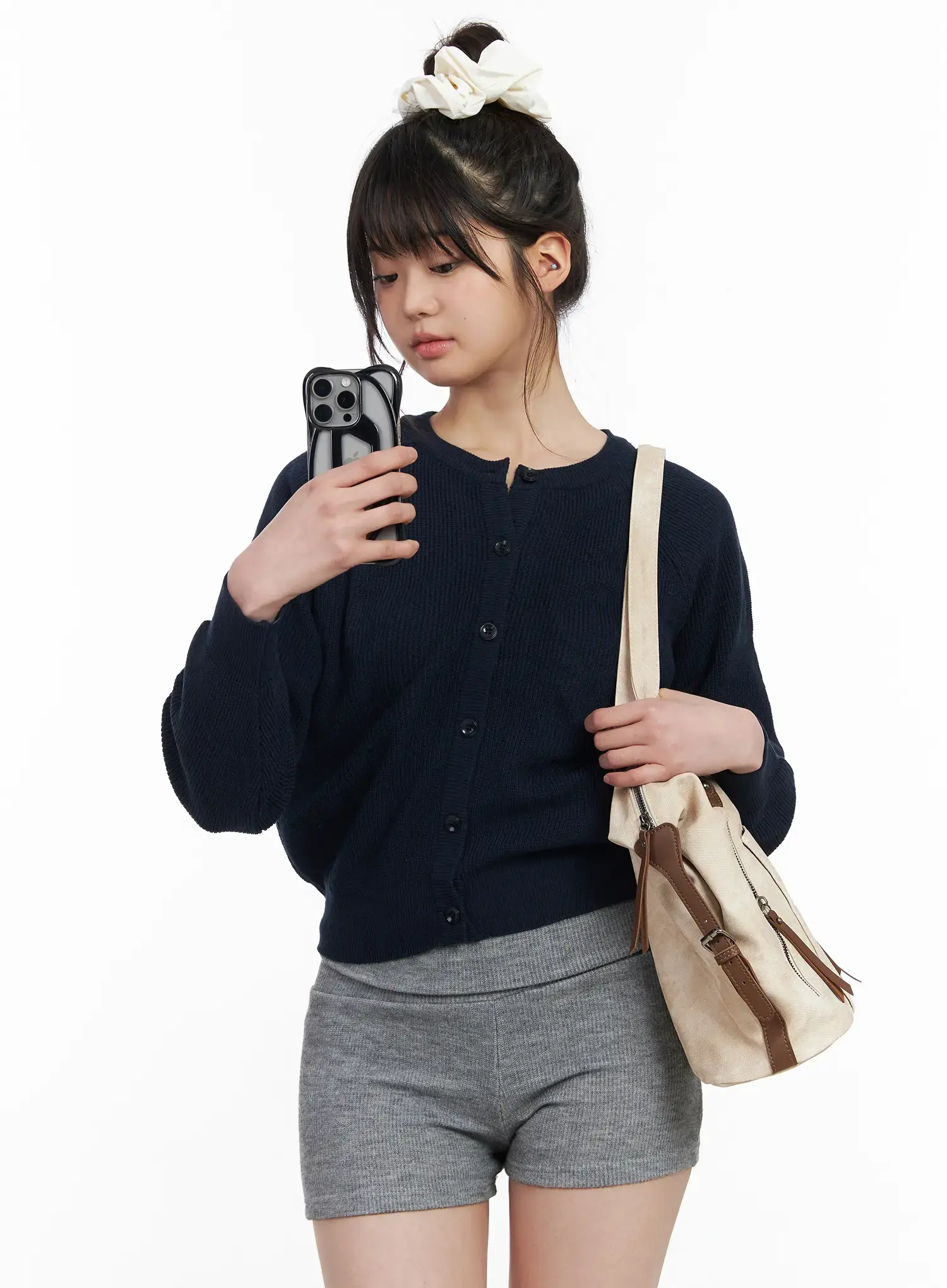 Classic Round Button-Up Cardigan CM513