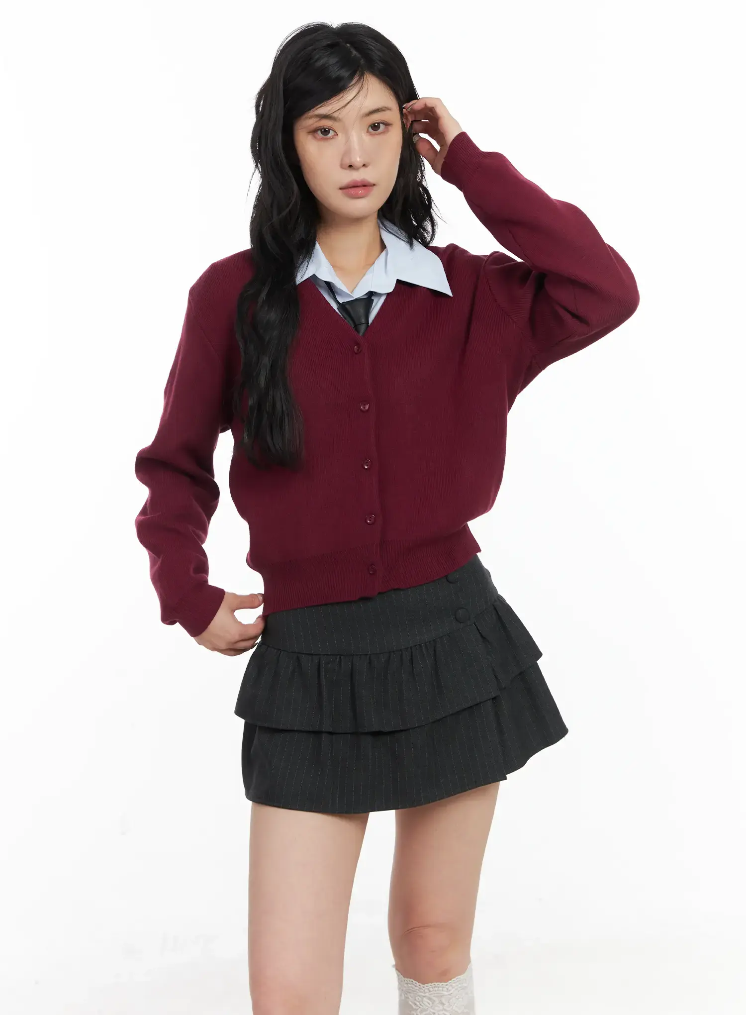 Classic V-Neck Button-Up Cardigan CD502