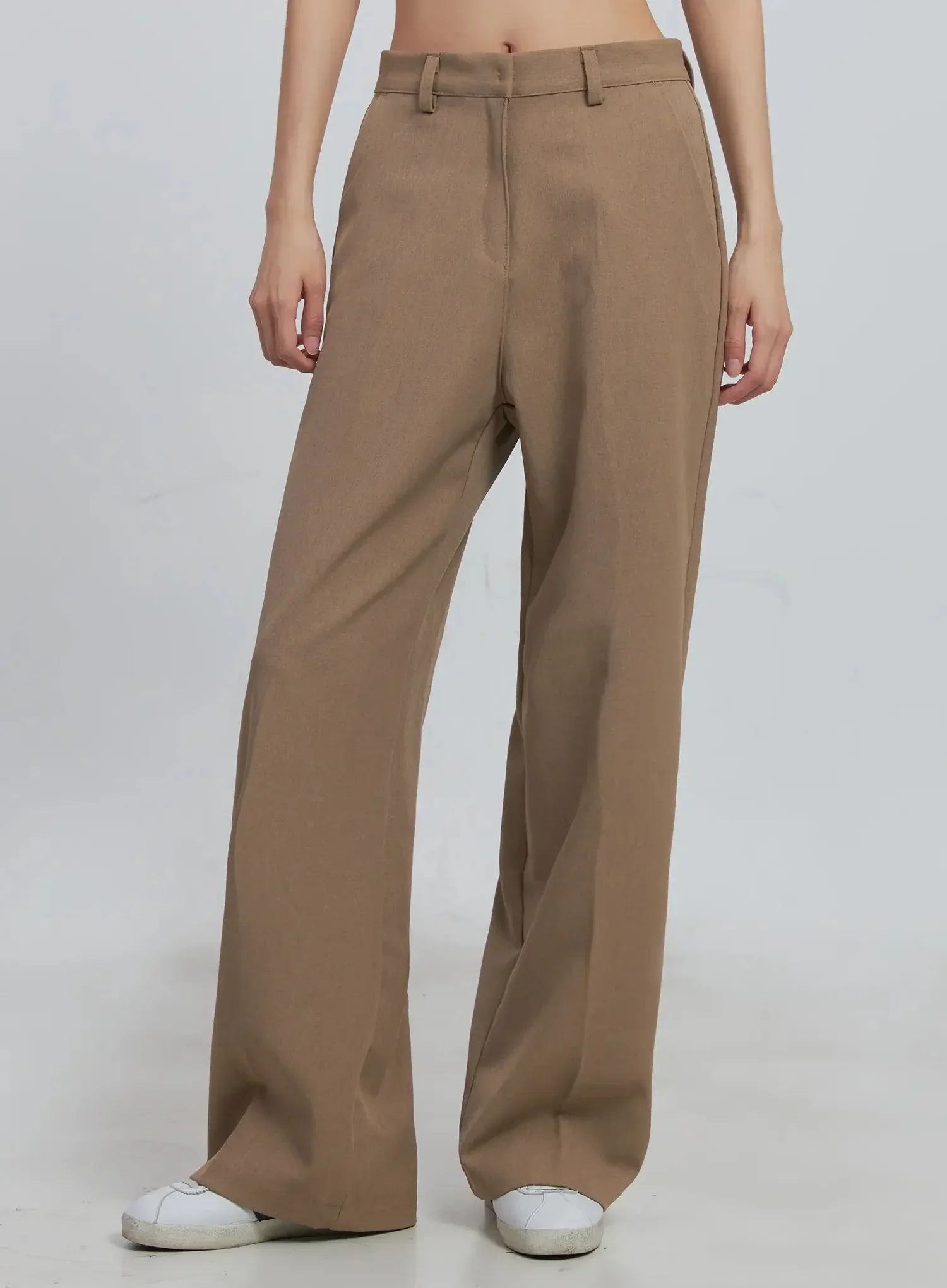 Classic Wide-Fit Slacks (Beige) IU512 - Image 3