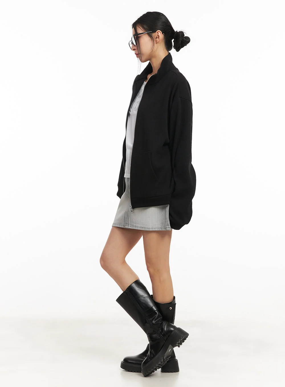Classic Zip-Up Knit Jacket CM503 - Image 3