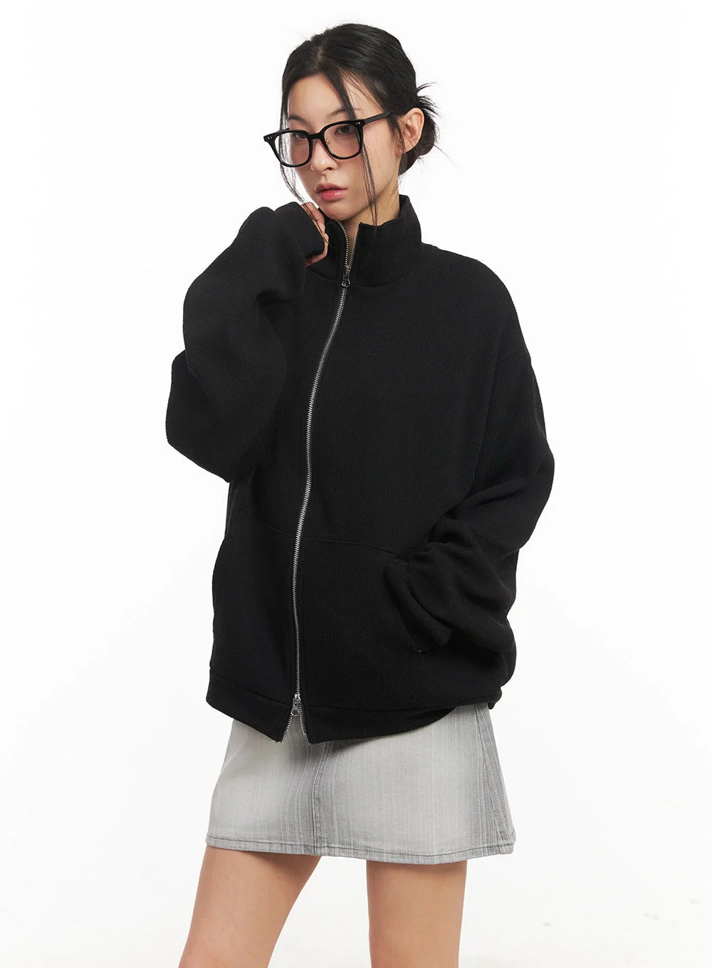 Classic Zip-Up Knit Jacket CM503 - Image 7