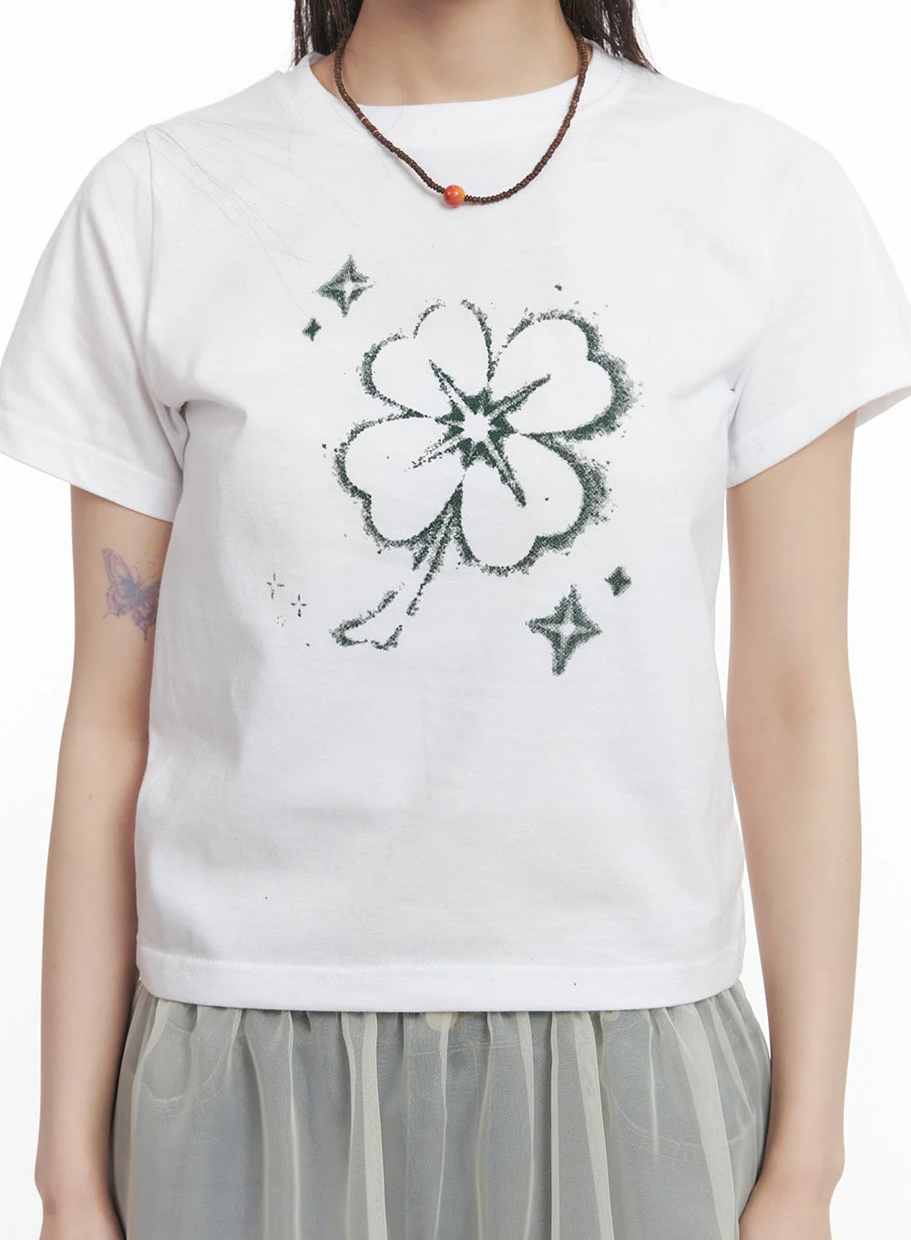 Clover Graphic Crop Top CF518 - Image 4