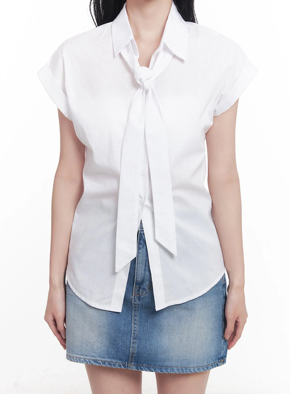 Collared Blouse Top Neck-Tie Set CY523 - Image 9