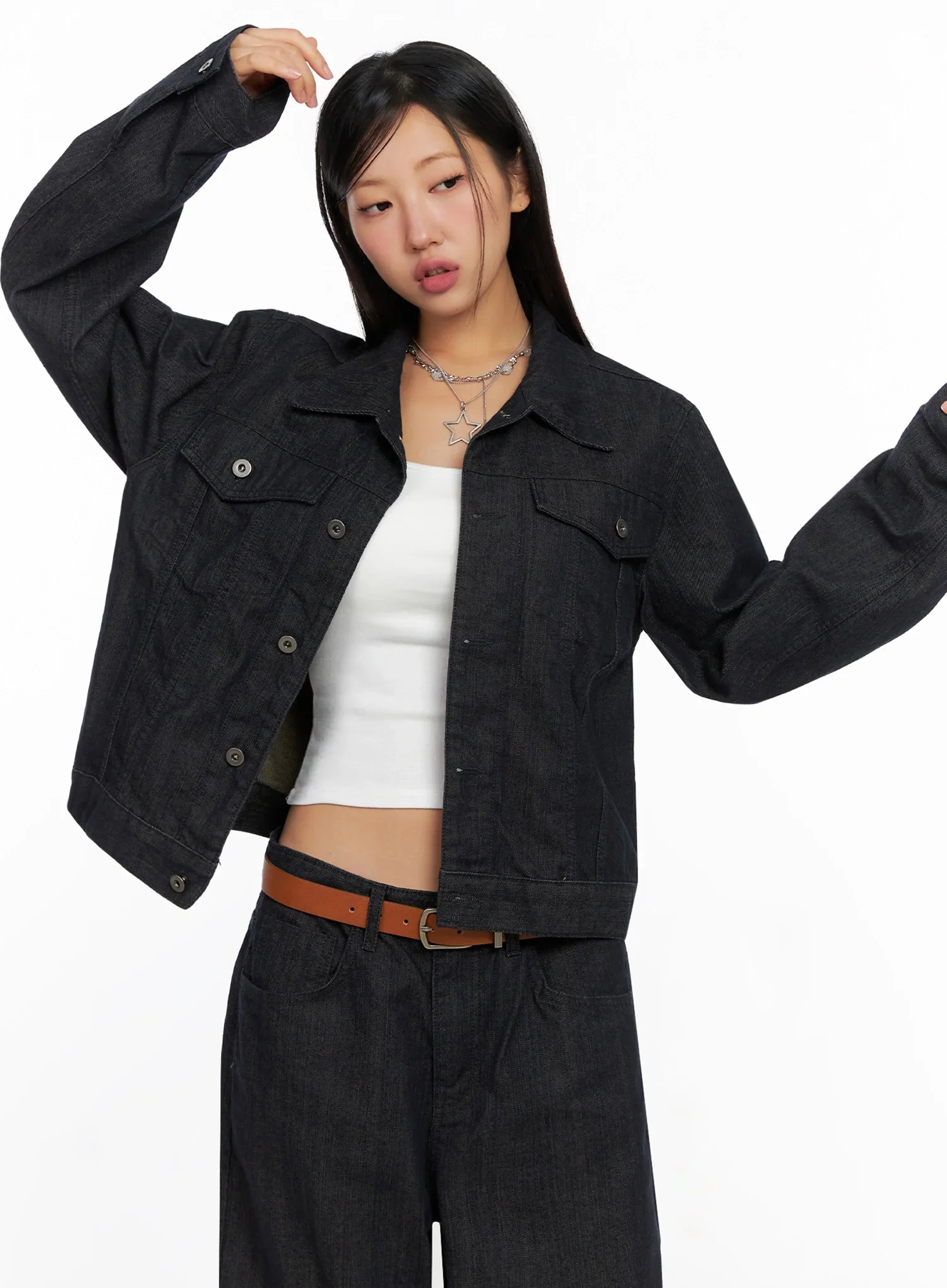 Collared Button-Up Denim Jacket IG527 - Image 5