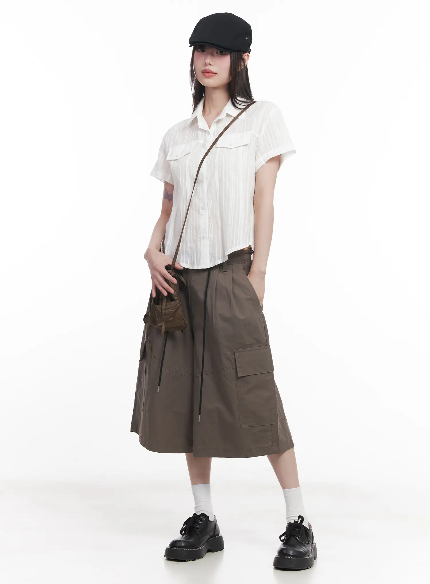 Collared Buttoned Short-Sleeve Shirt CU518 - Image 10