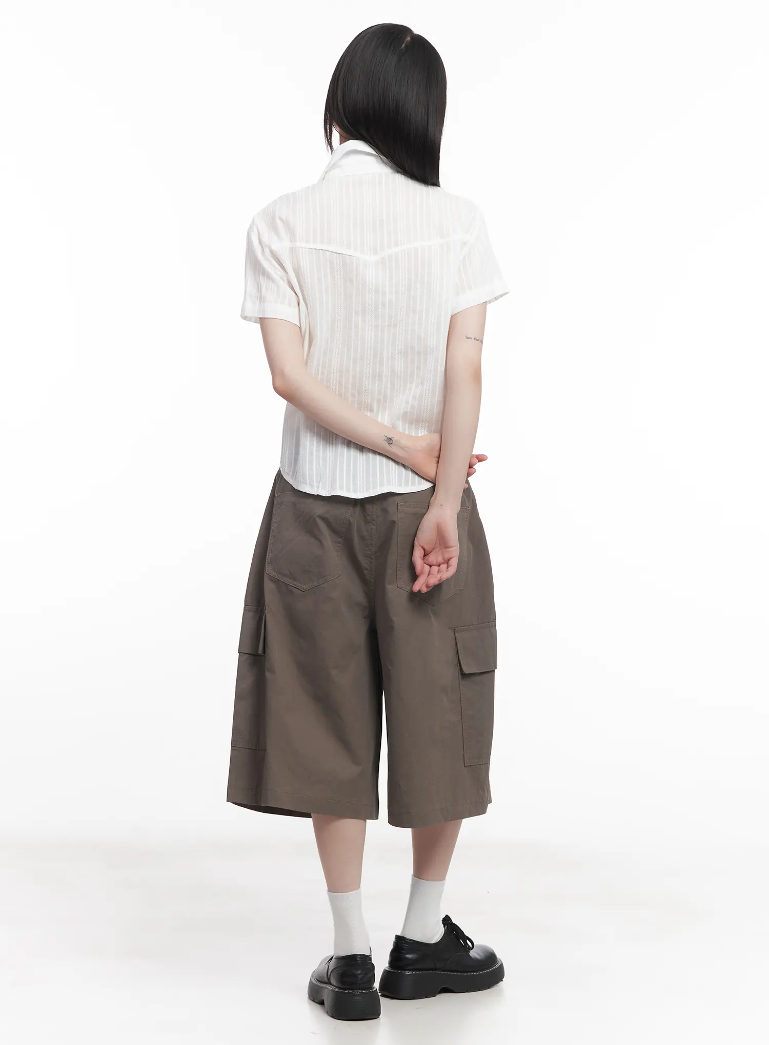 Collared Buttoned Short-Sleeve Shirt CU518 - Image 6