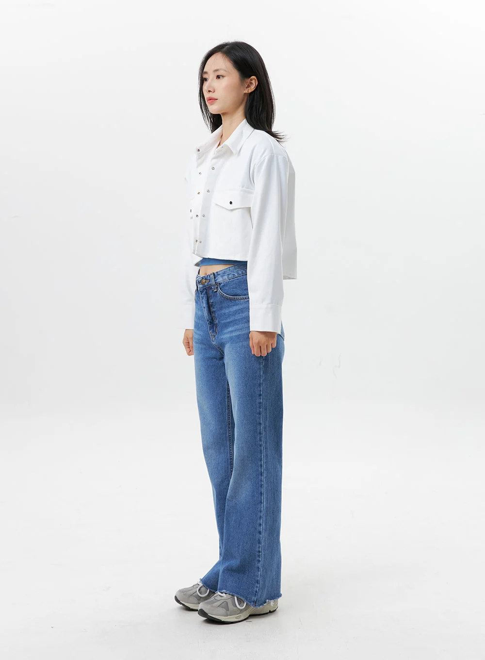Collared Cotton Crop Jacket OG318 - Image 9