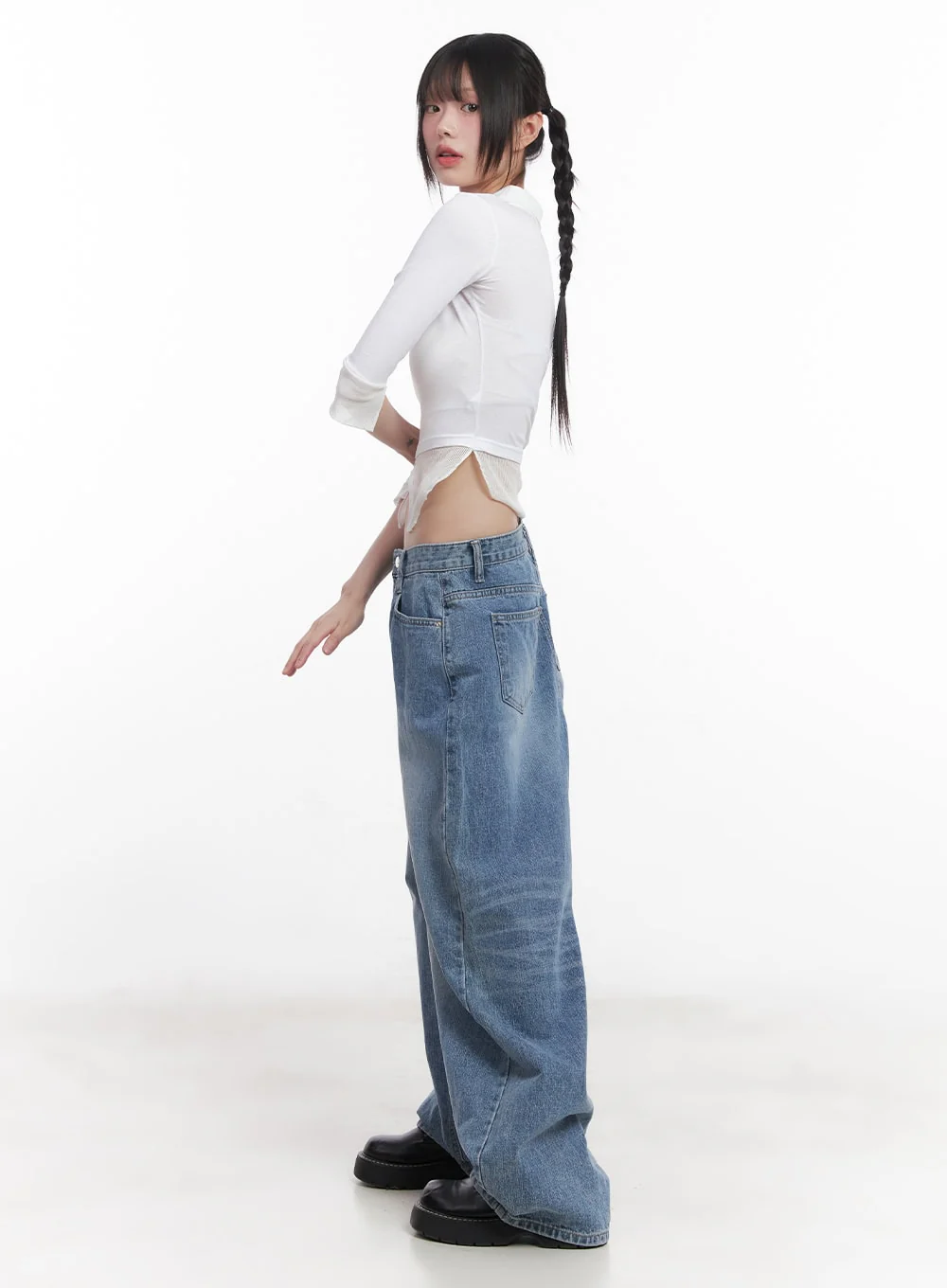 Collared Layered Crop Top CU505 - Image 3
