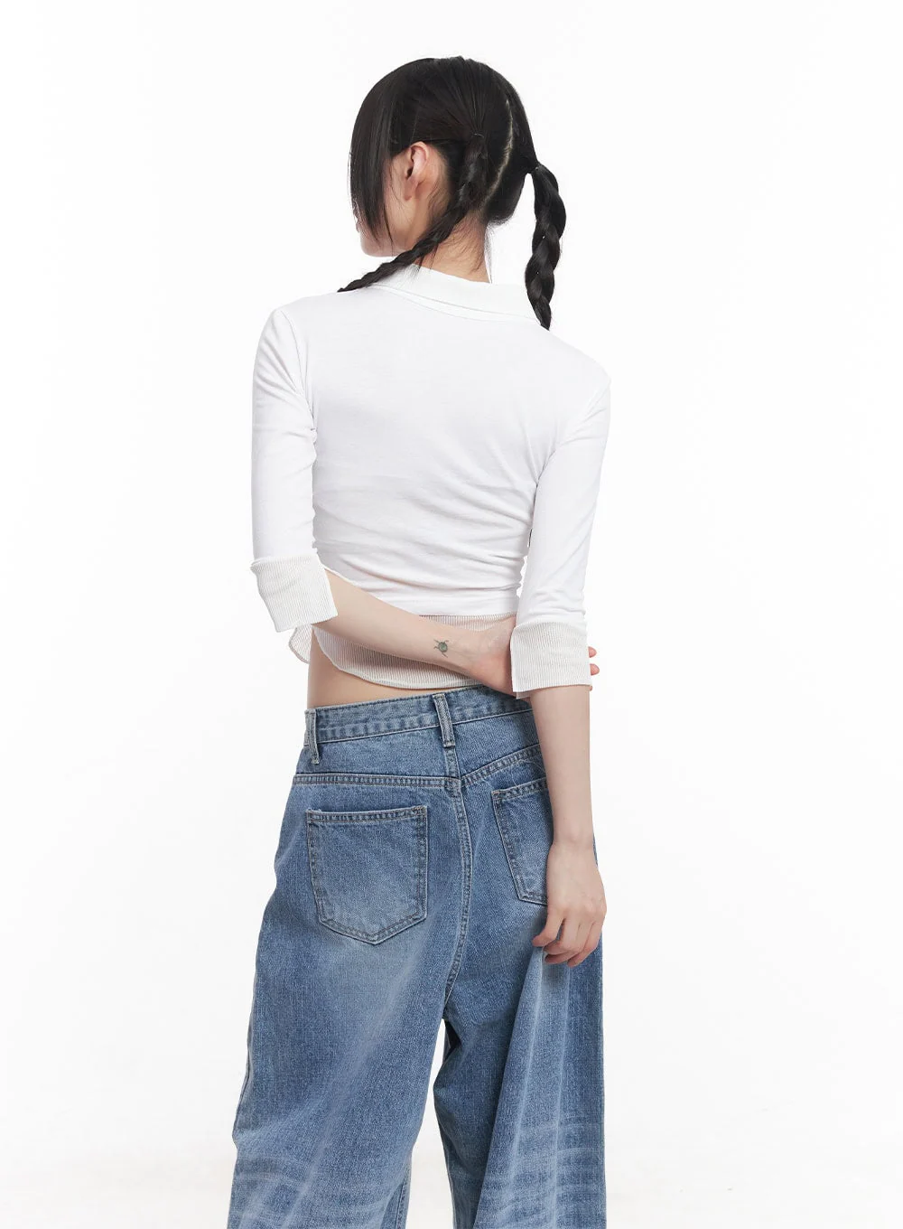 Collared Layered Crop Top CU505 - Image 6
