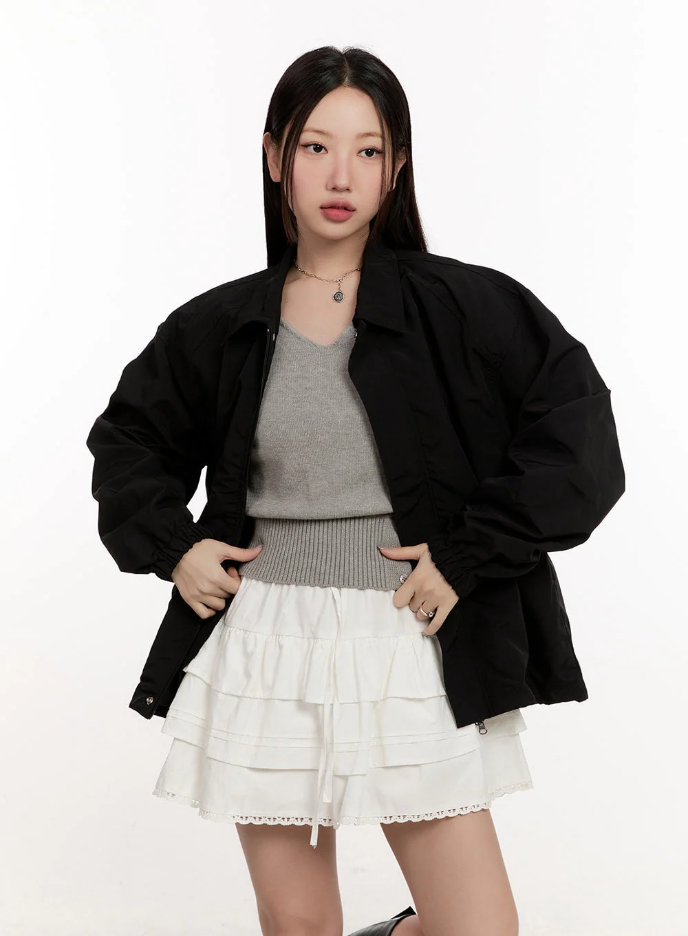 Collared Loose-Fit Windbreaker Jacket CM510 - Image 13