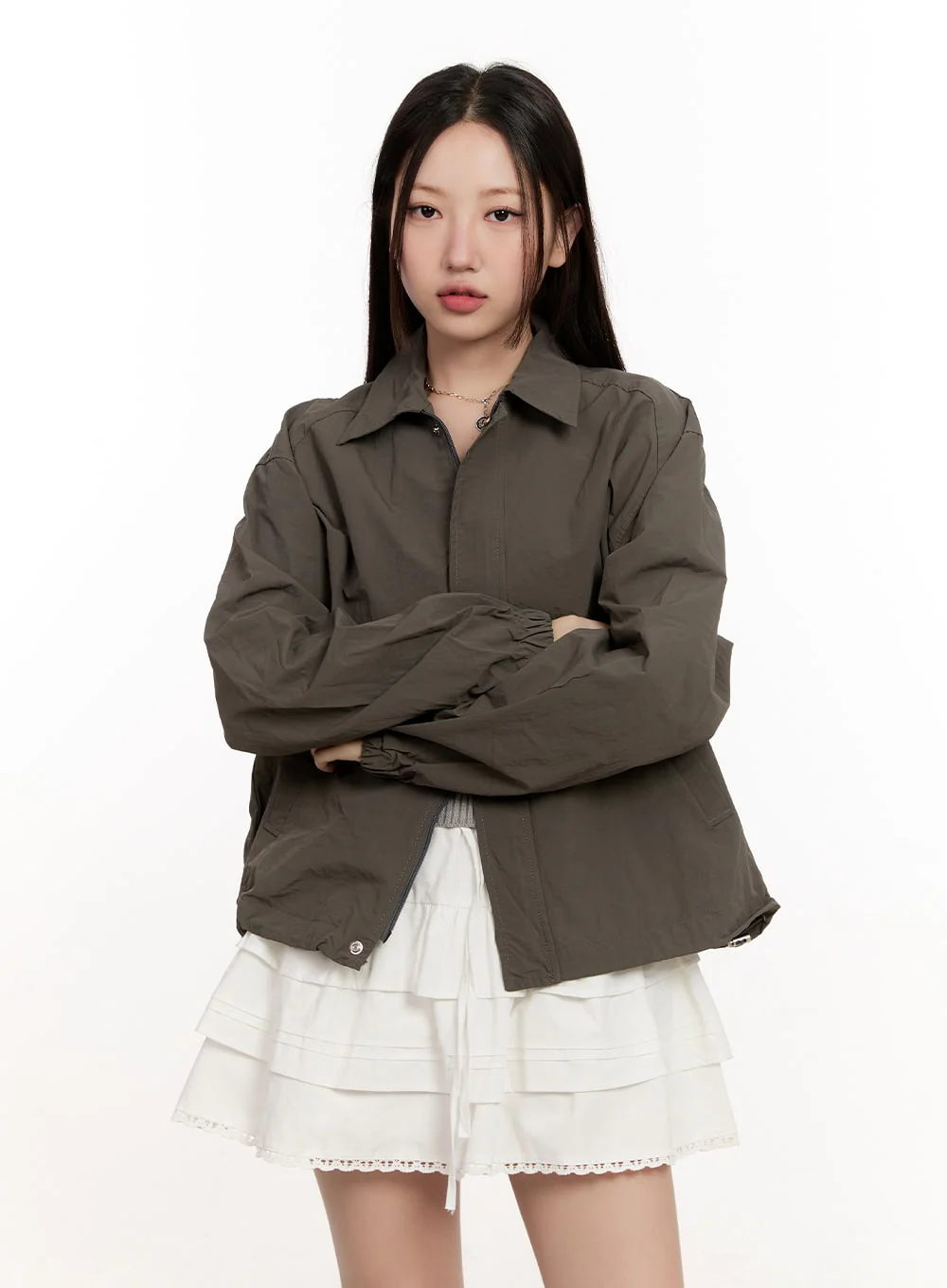 Collared Loose-Fit Windbreaker Jacket CM510 - Image 14