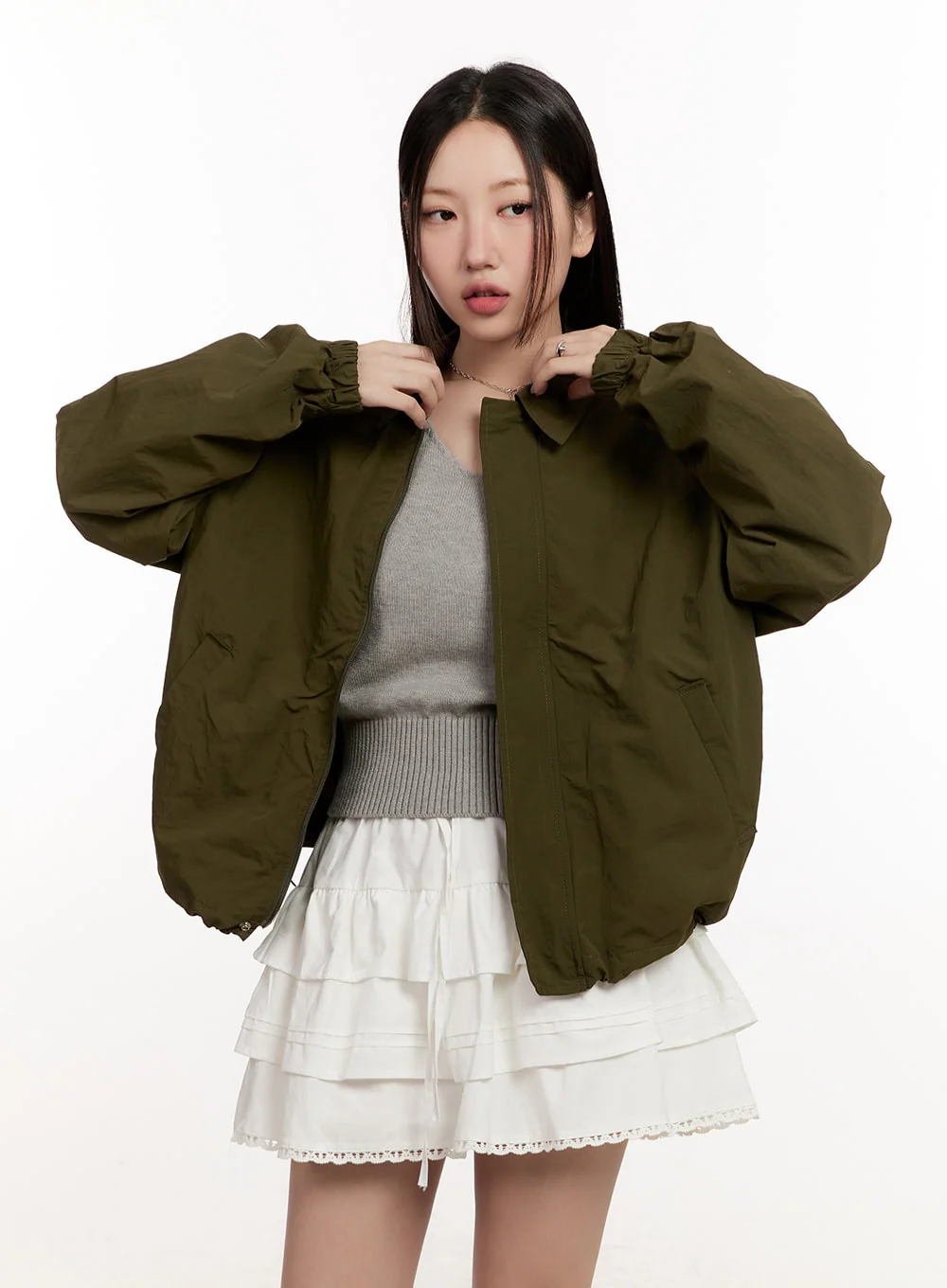 Collared Loose-Fit Windbreaker Jacket CM510 - Image 4