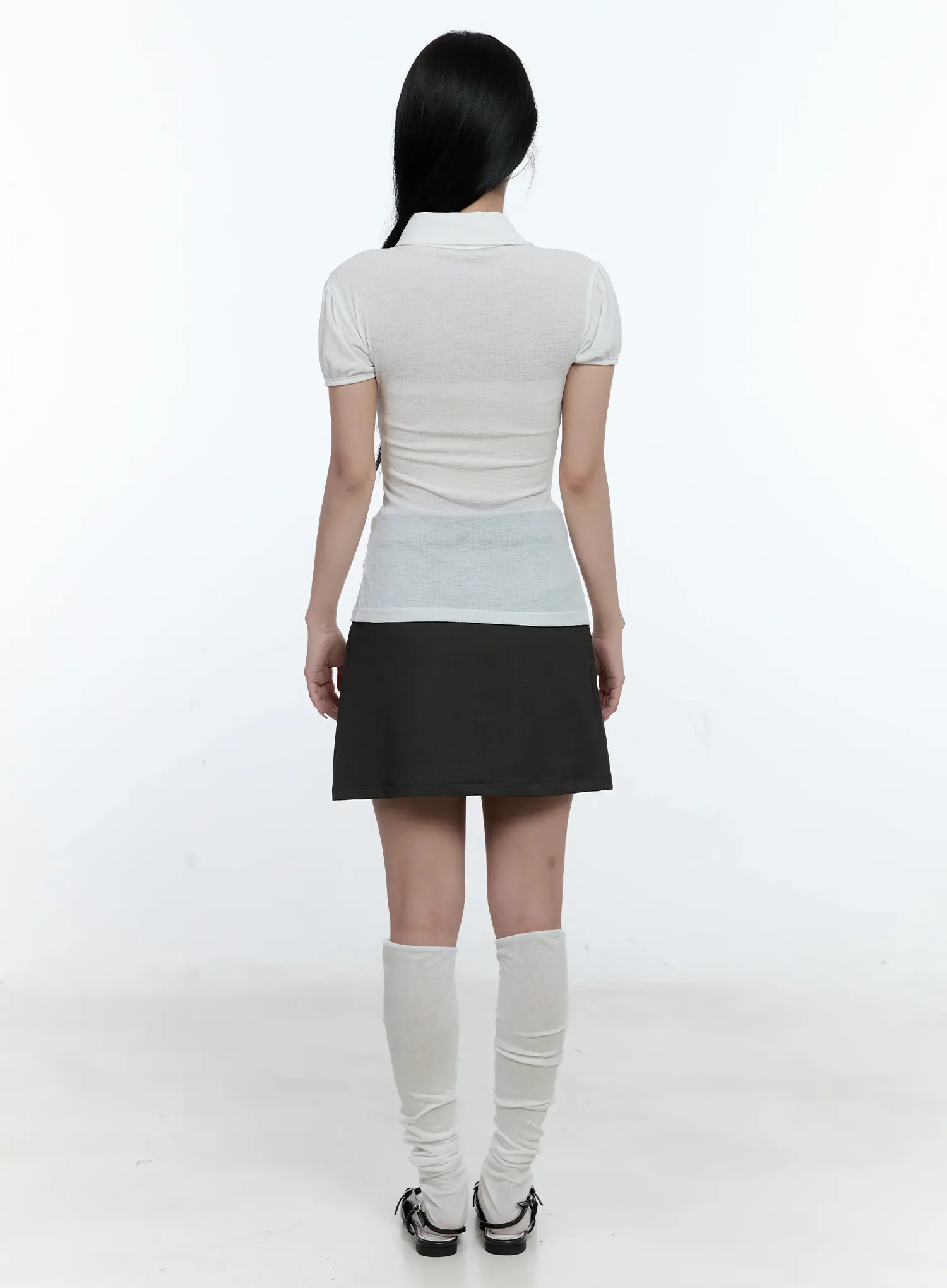 Collared Puff-Sleeve Button-Down Blouse CL530 - Image 6