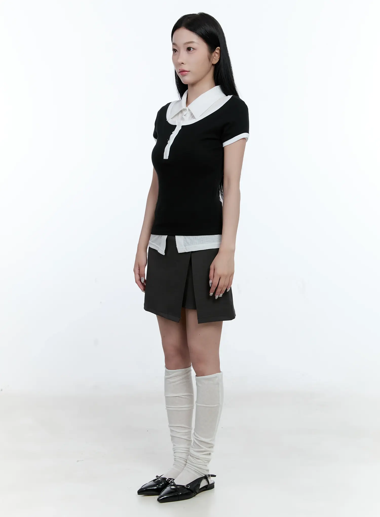 Collared Puff-Sleeve Button-Down Blouse CL530 - Image 8