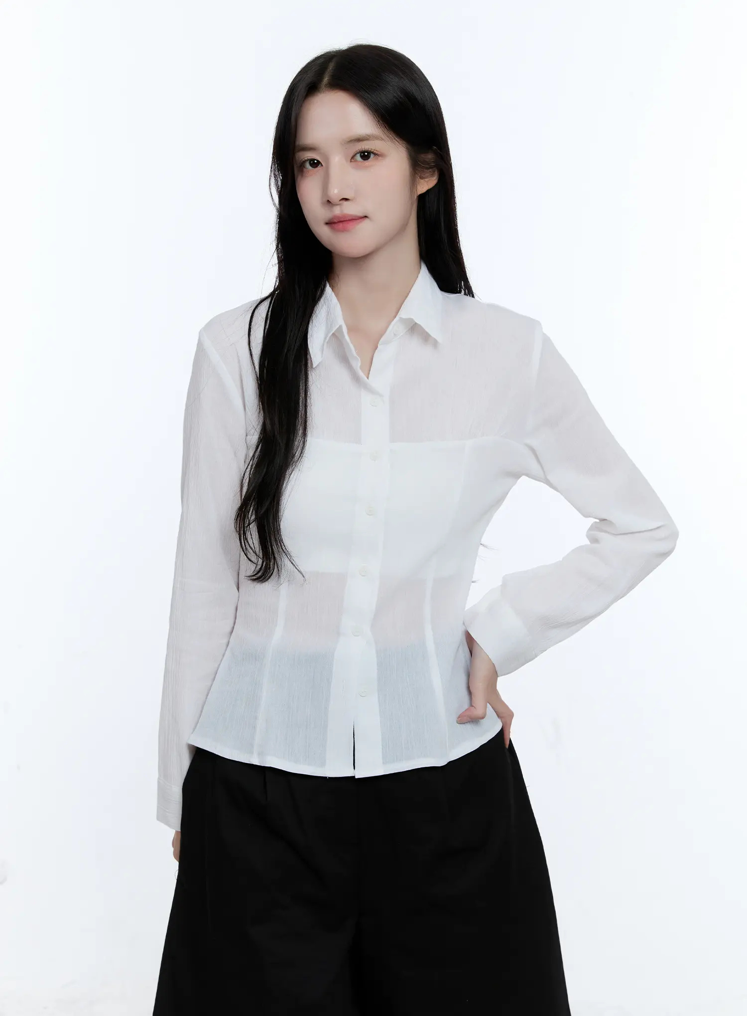 Collared Shirred Blouse CG513 - Image 11