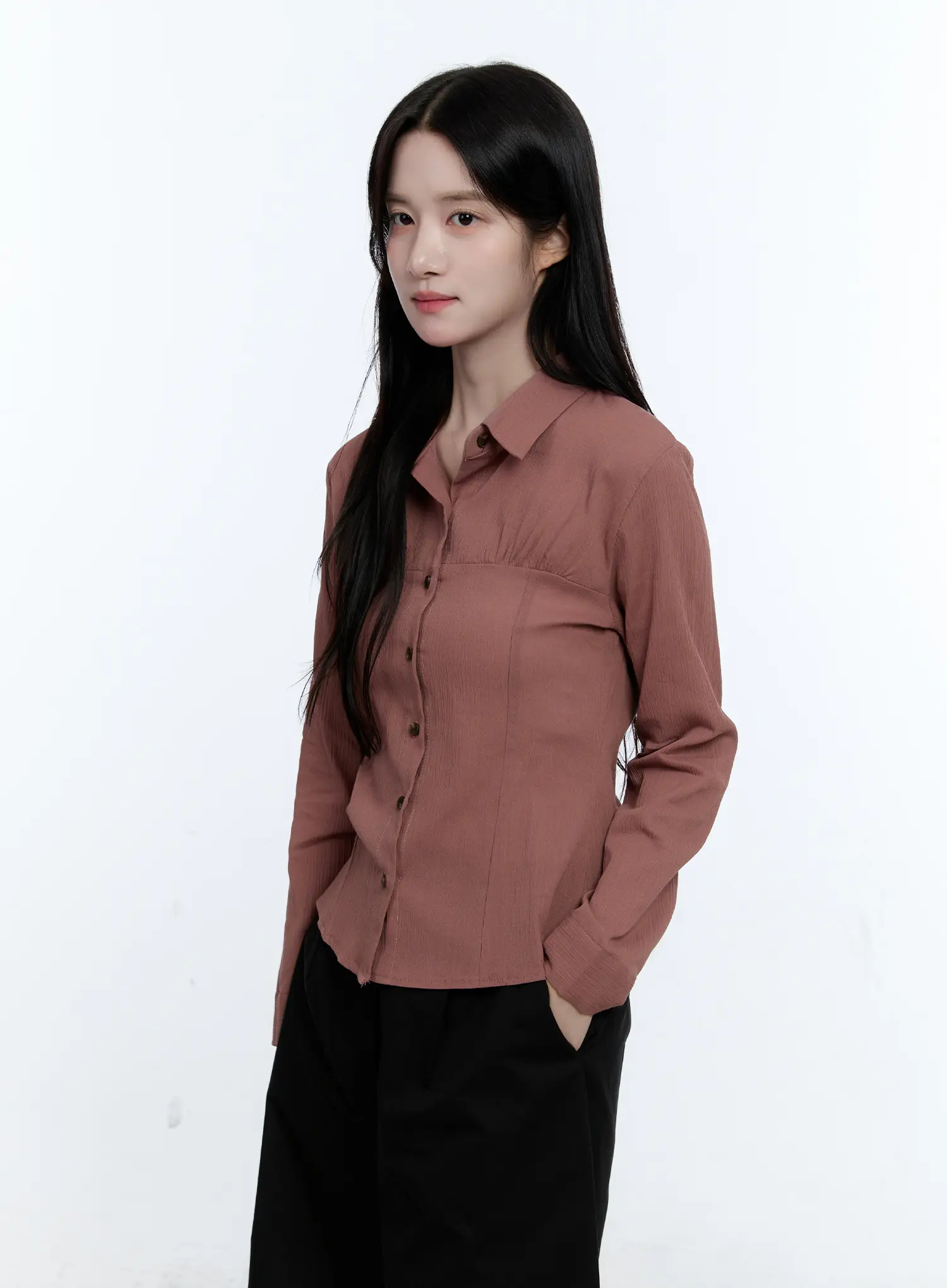Collared Shirred Blouse CG513 - Image 2