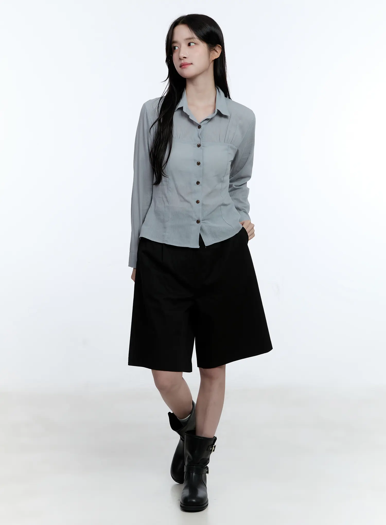 Collared Shirred Blouse CG513 - Image 3