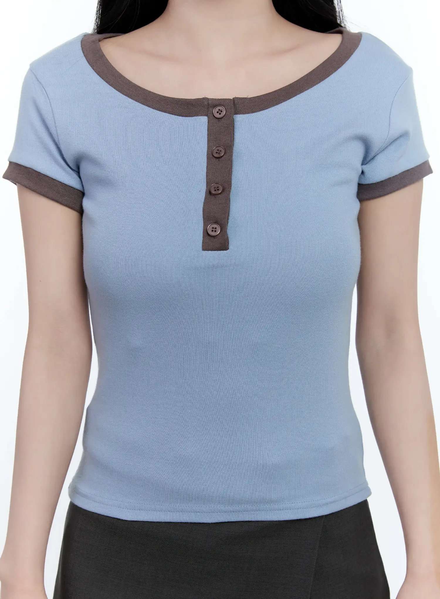 Contrast Basic U-Neck Tee CL530 - Image 11