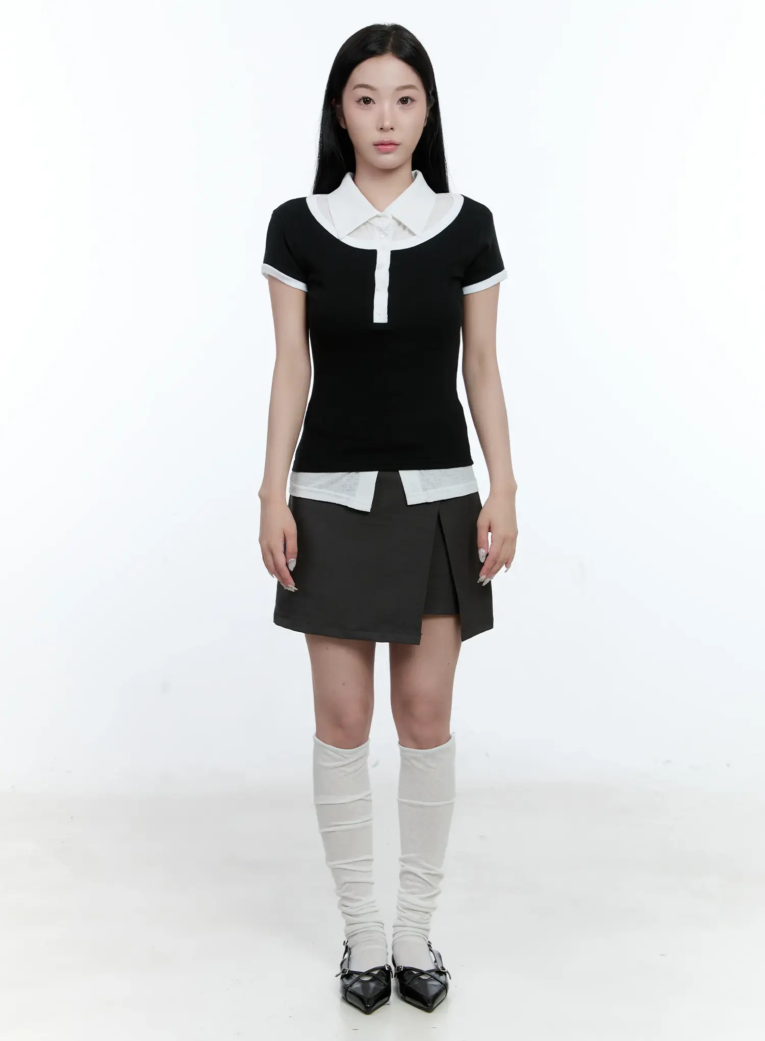 Contrast Basic U-Neck Tee CL530 - Image 2