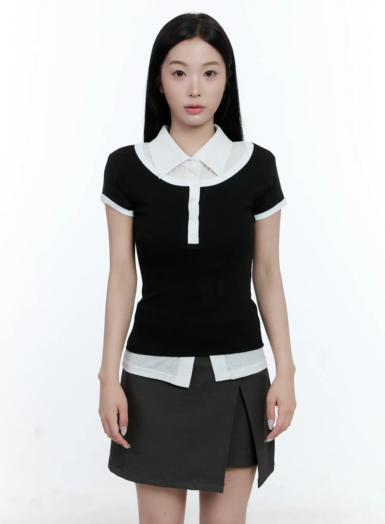 Contrast Basic U-Neck Tee CL530 - Image 3