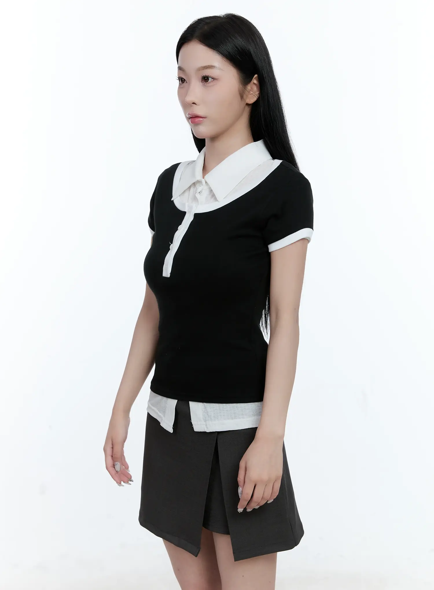 Contrast Basic U-Neck Tee CL530 - Image 8