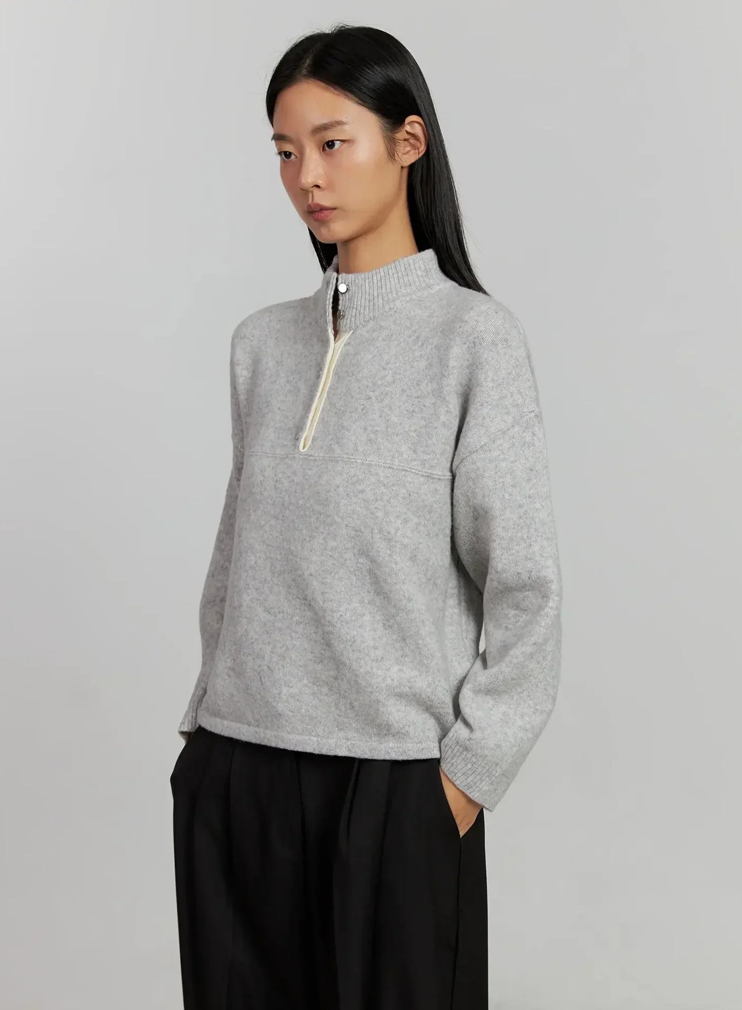 Contrast Collar Knit Top IJ505 - Image 10