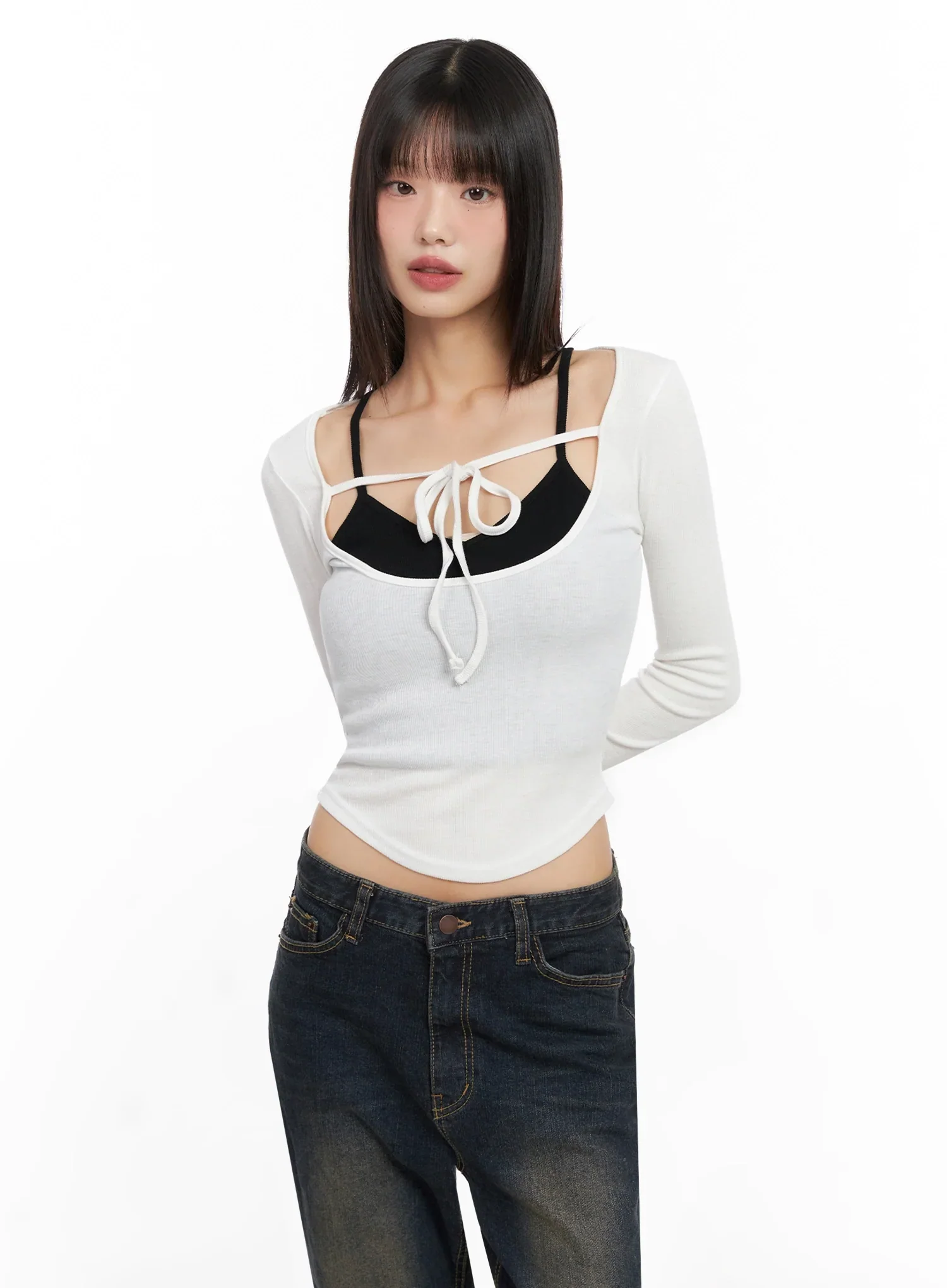 Contrast Front Ribbon Top IN503 - Image 4