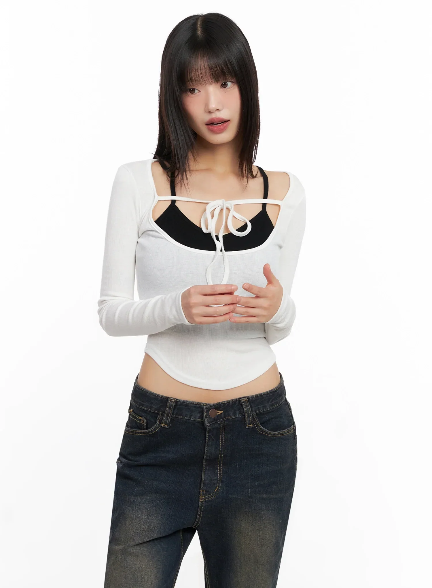 Contrast Front Ribbon Top IN503 - Image 5