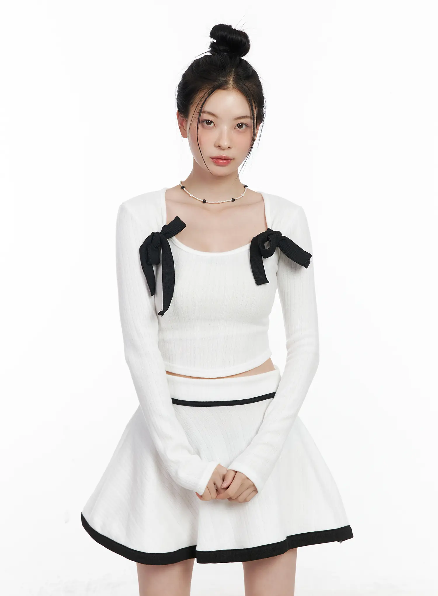 Contrast Ribbon Two-Piece Set CJ520 - Image 7