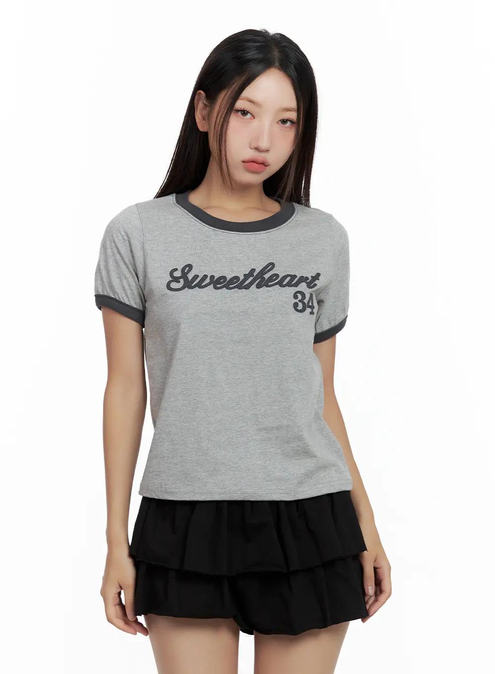 Contrast Text Cropped Tee CL508 - Image 11