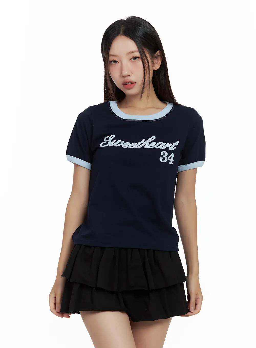 Contrast Text Cropped Tee CL508 - Image 12