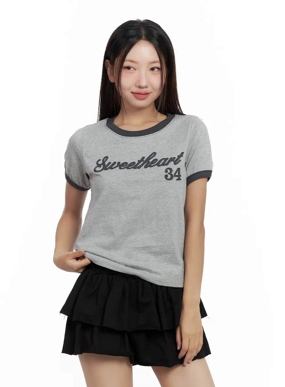 Contrast Text Cropped Tee CL508 - Image 2