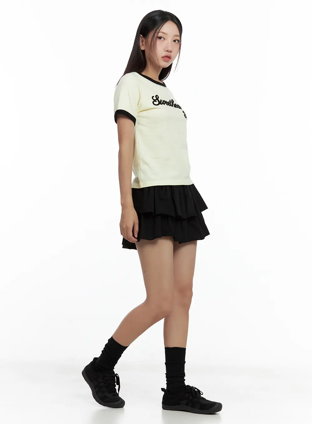 Contrast Text Cropped Tee CL508 - Image 4