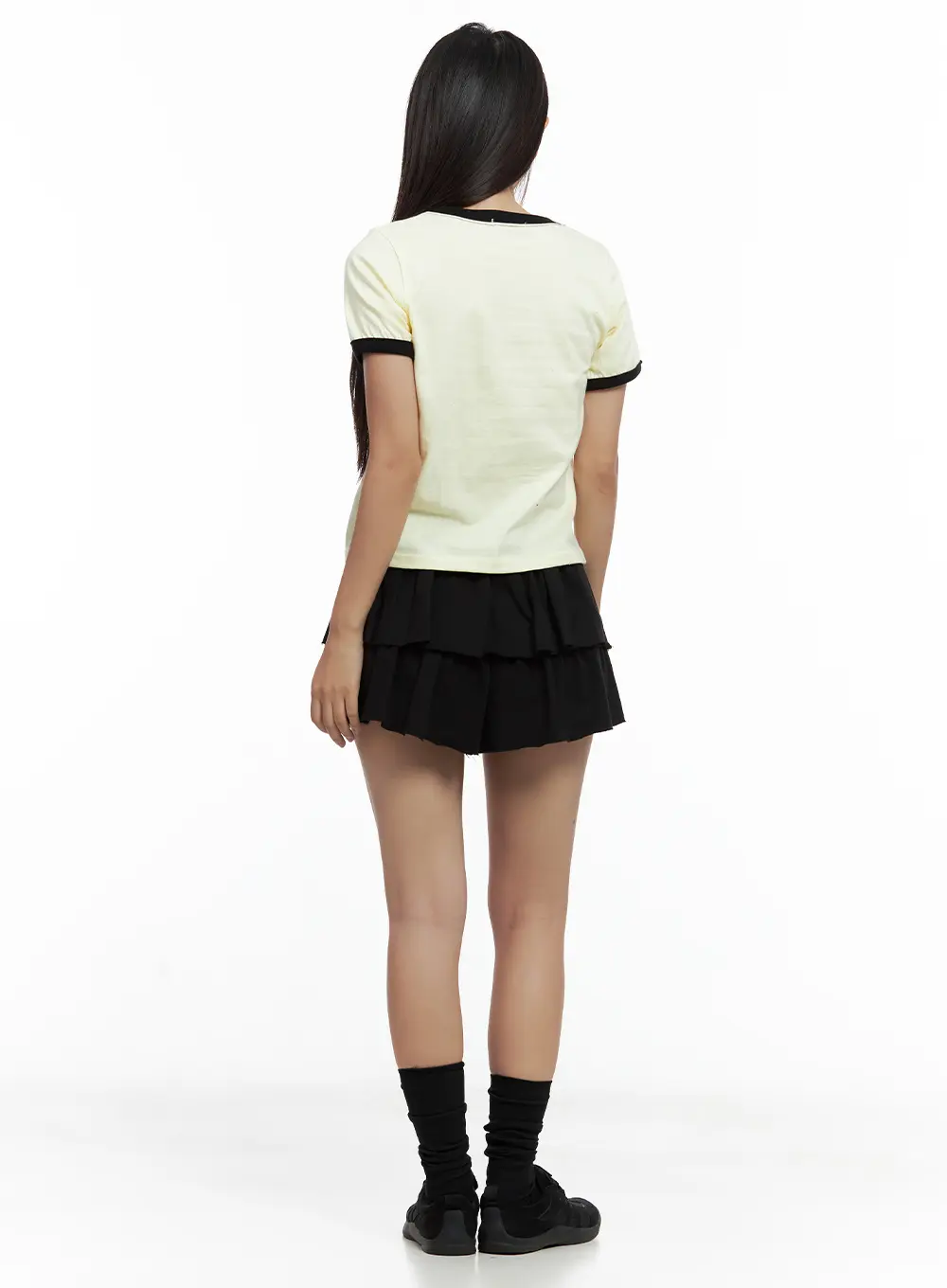 Contrast Text Cropped Tee CL508 - Image 5