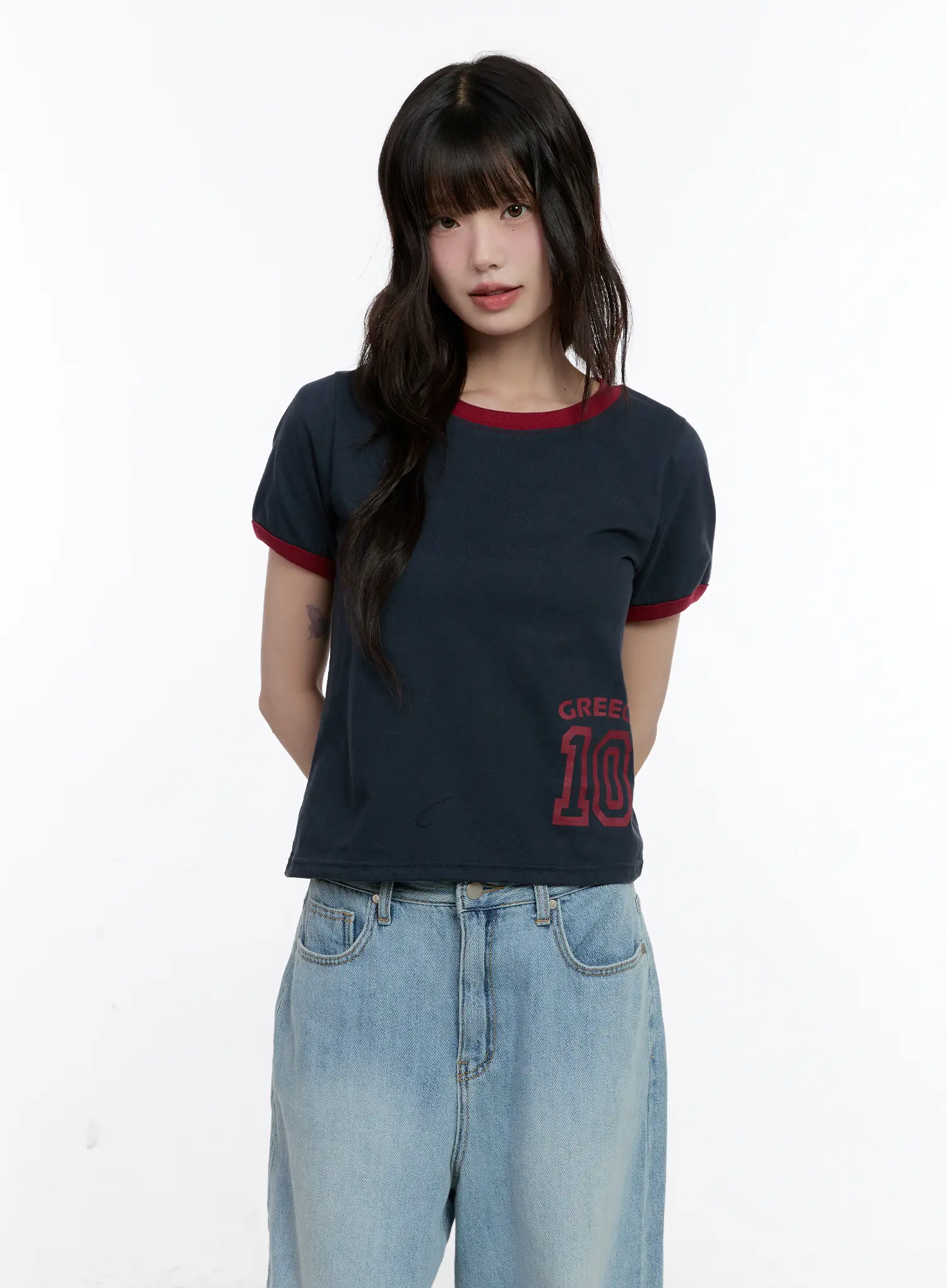 Contrast Trim Graphic Baby Tee CL507 - Image 12