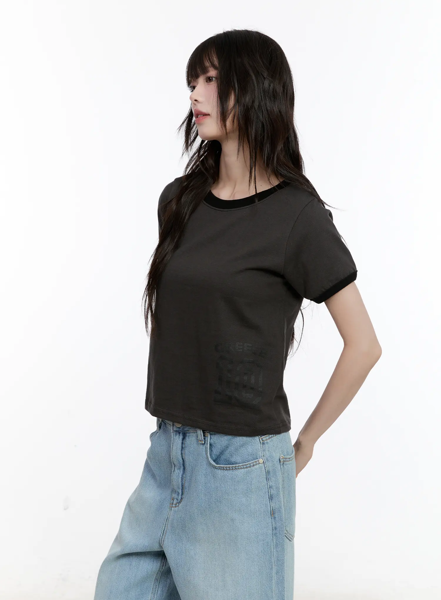 Contrast Trim Graphic Baby Tee CL507 - Image 13