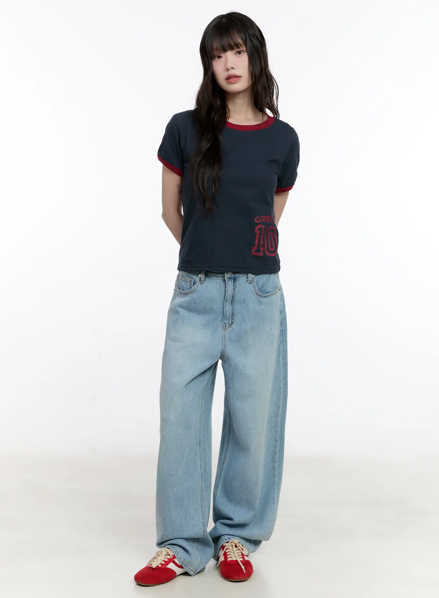 Contrast Trim Graphic Baby Tee CL507 - Image 2