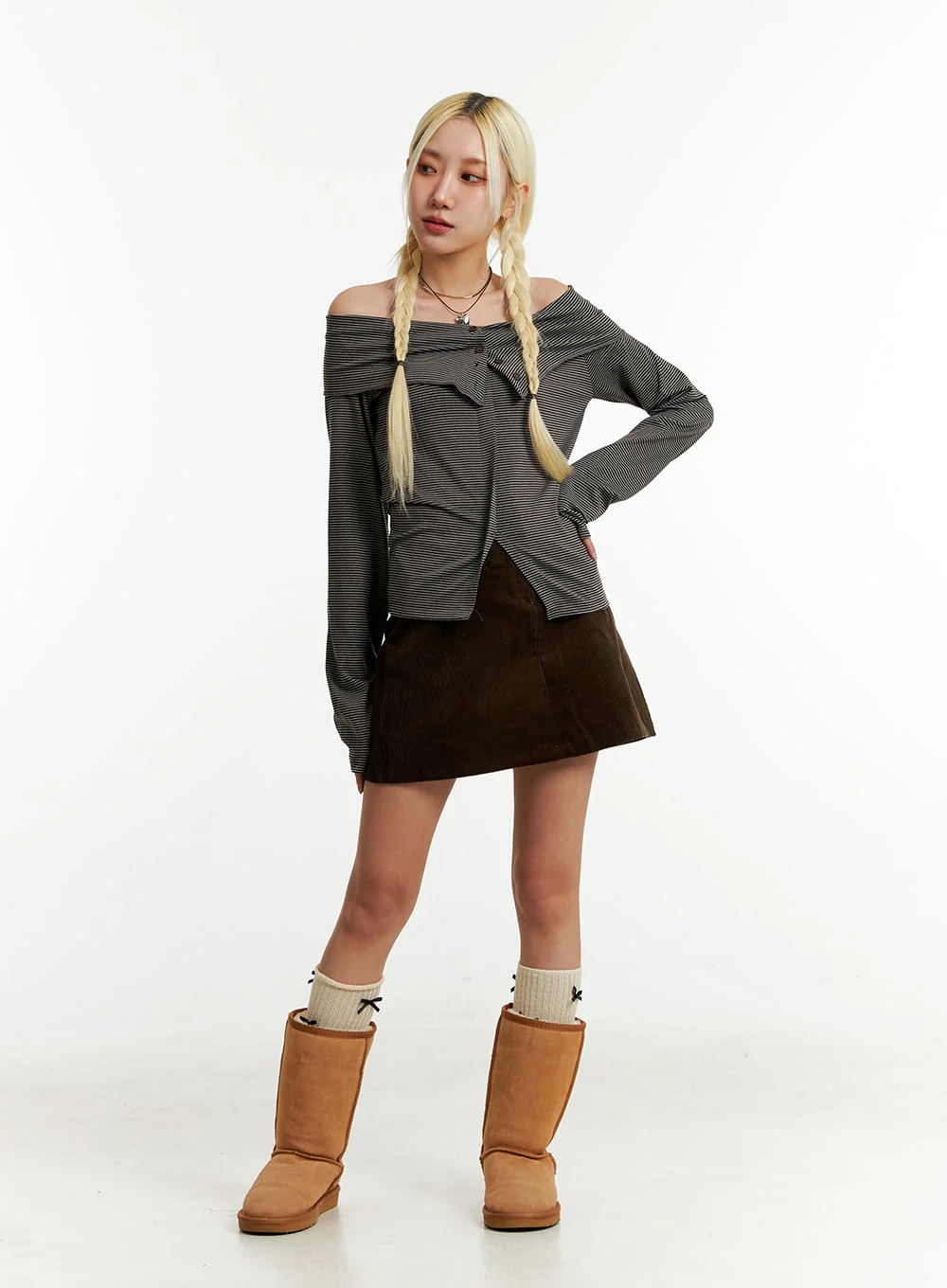 Corduroy Mid-Waist Mini Skirt ID315