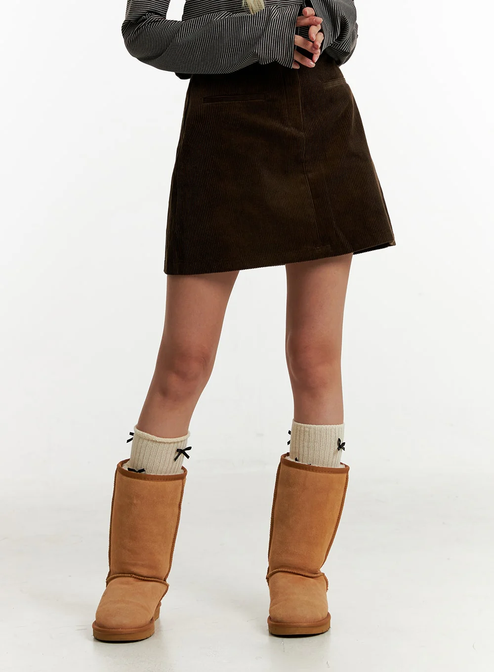 Corduroy Mid-Waist Mini Skirt ID315 - Image 2