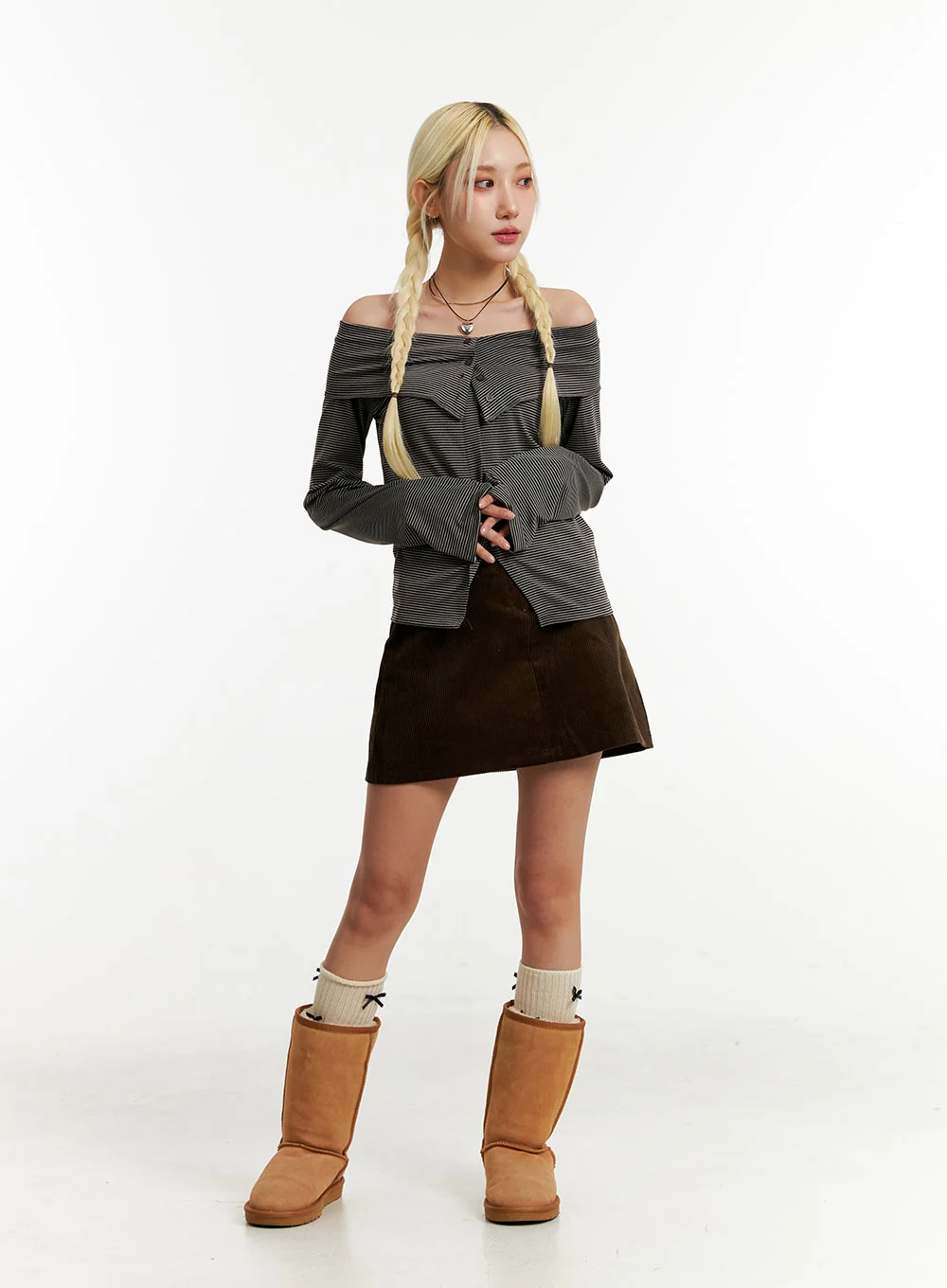 Corduroy Mid-Waist Mini Skirt ID315 - Image 3