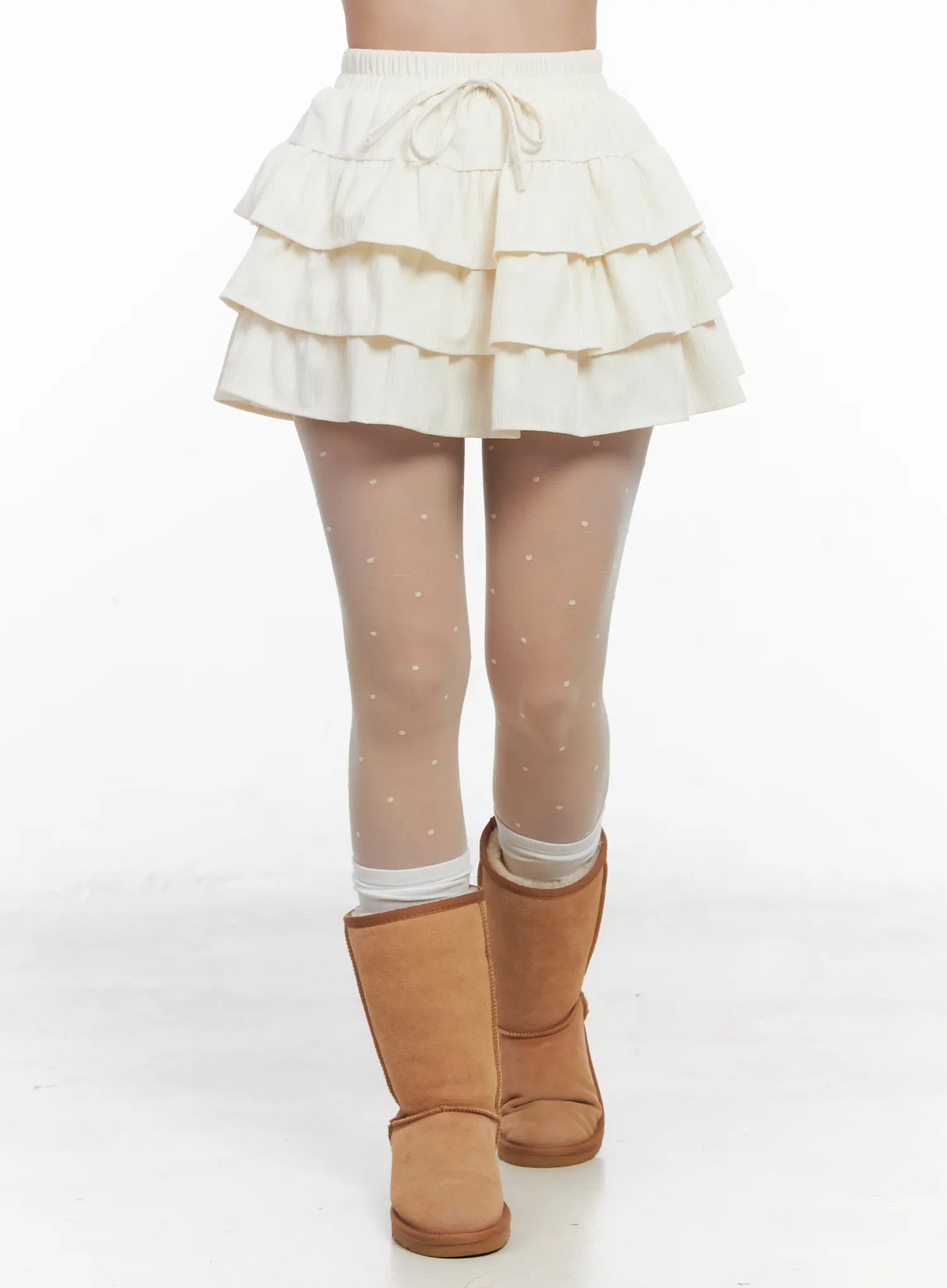 Corduroy Ruffle Layered Mini Skirt CN514 - Image 2