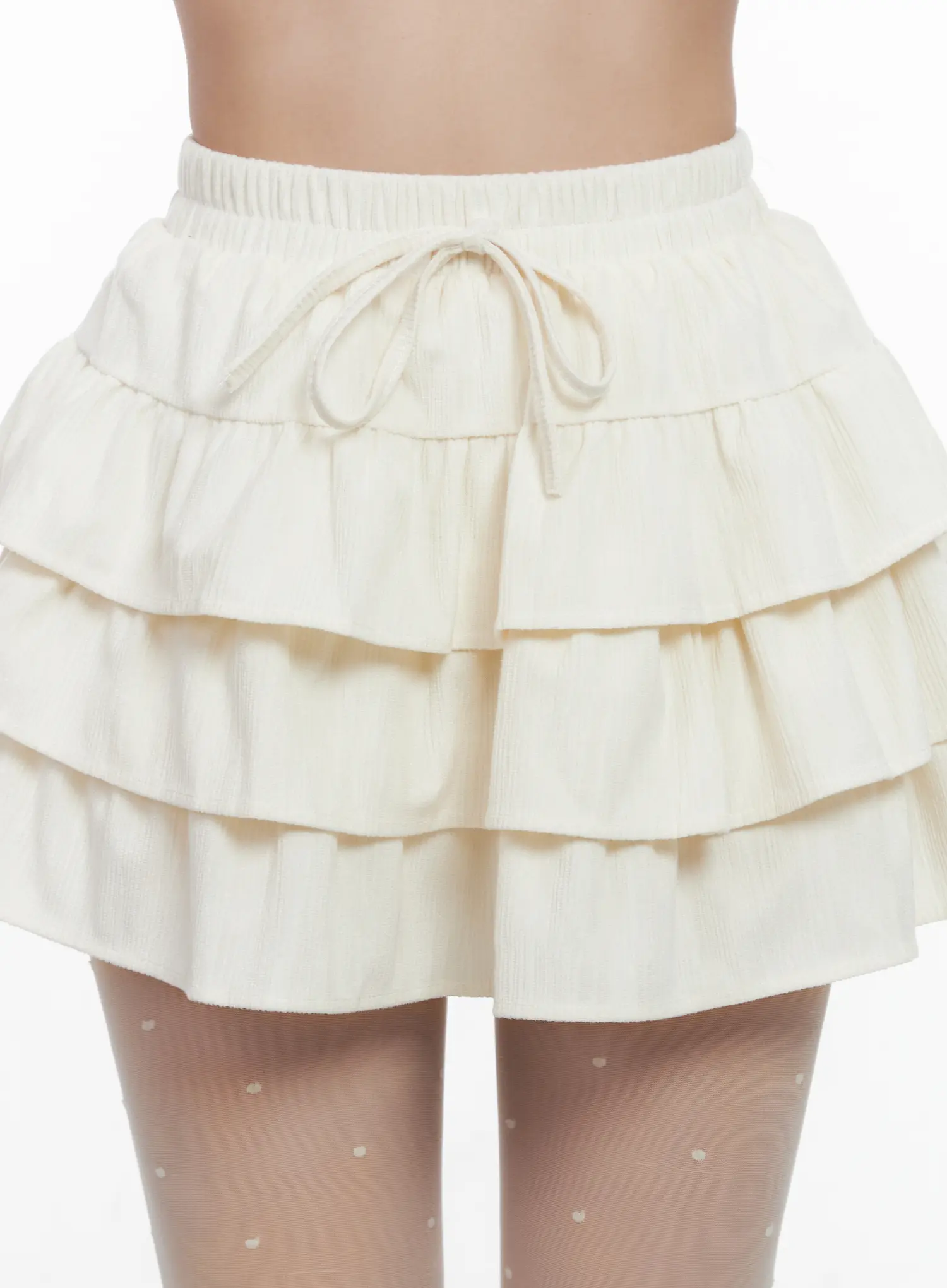 Corduroy Ruffle Layered Mini Skirt CN514 - Image 3