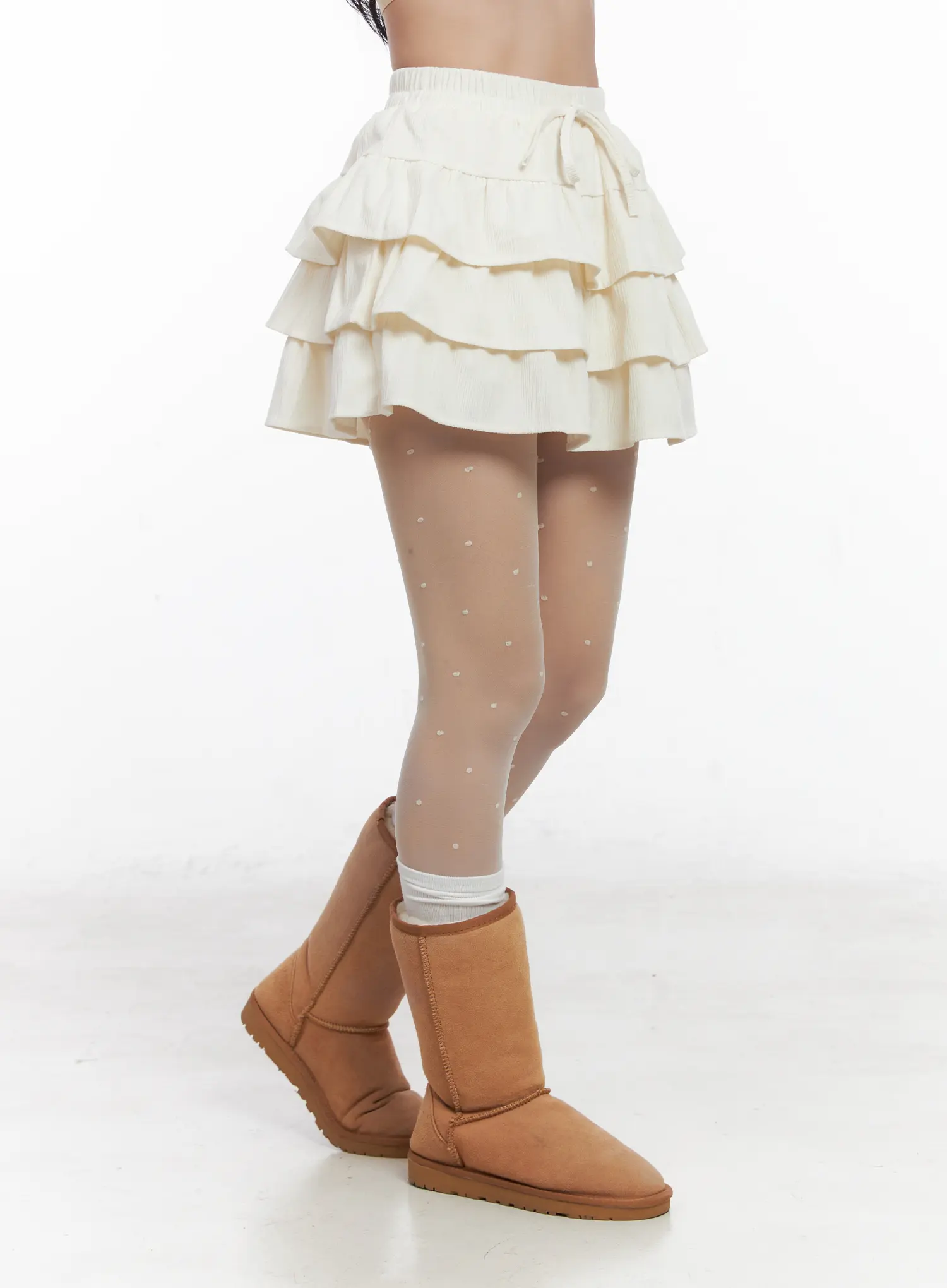 Corduroy Ruffle Layered Mini Skirt CN514 - Image 4